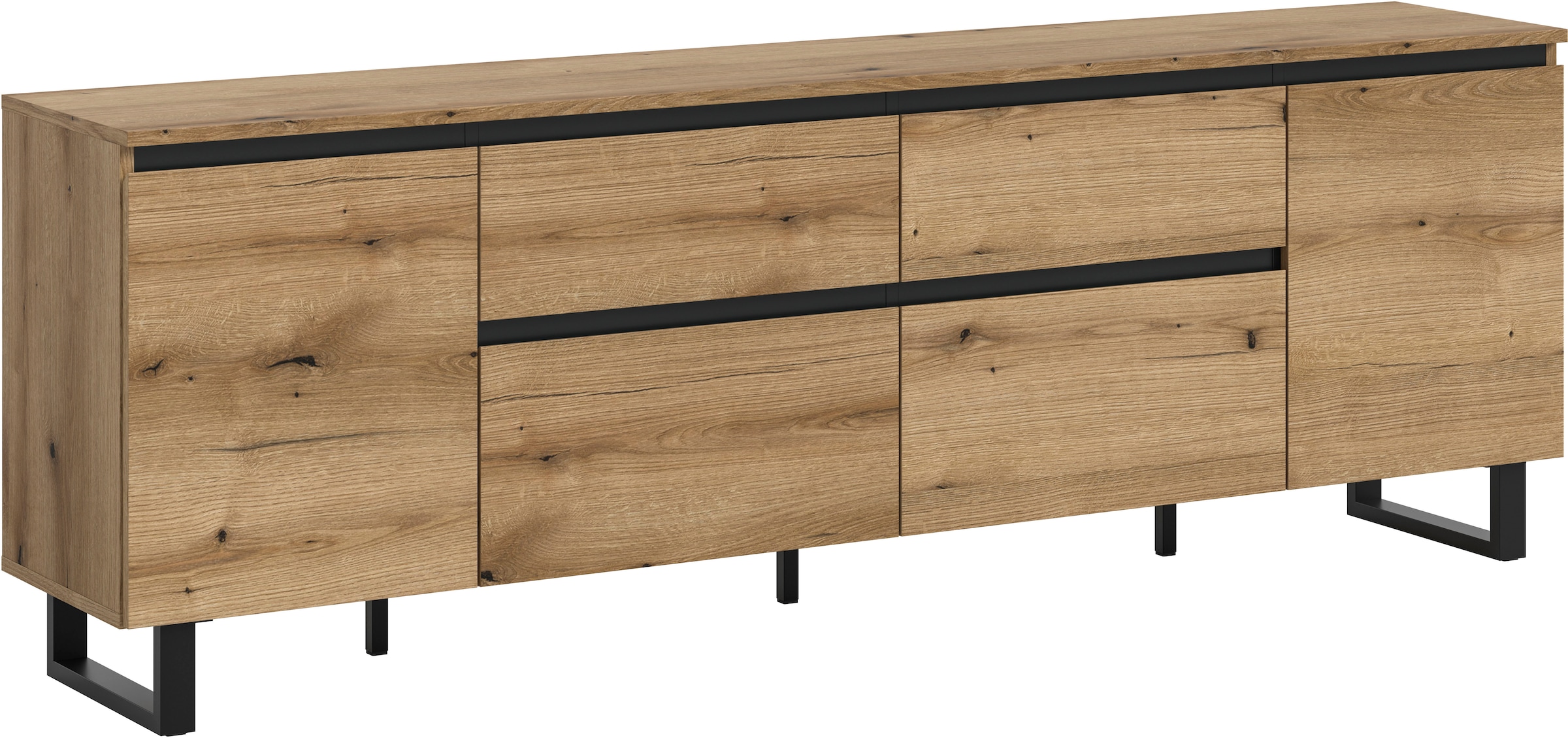 Home affaire Lowboard »TOMA, 188cm breit, Metall-Kufen-Fuß, 2 Türen, 2 Schubkästen,2 Klappen« TV-Lowboard, Mediaschrank, Mediaboard, TV-Schrank, Schrank, Board