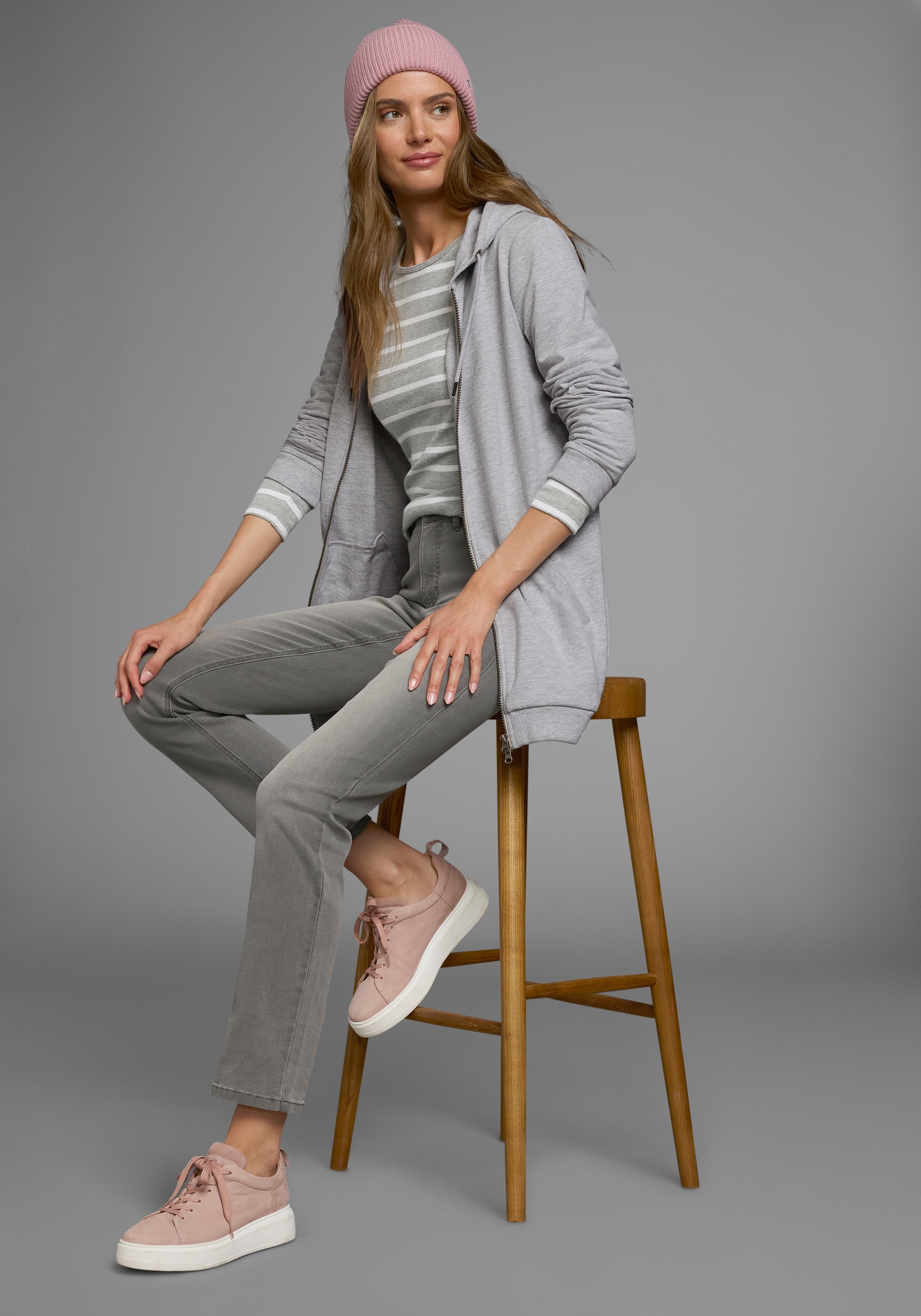 Flashlights Sweatjacke, in langer Form mit Zipper