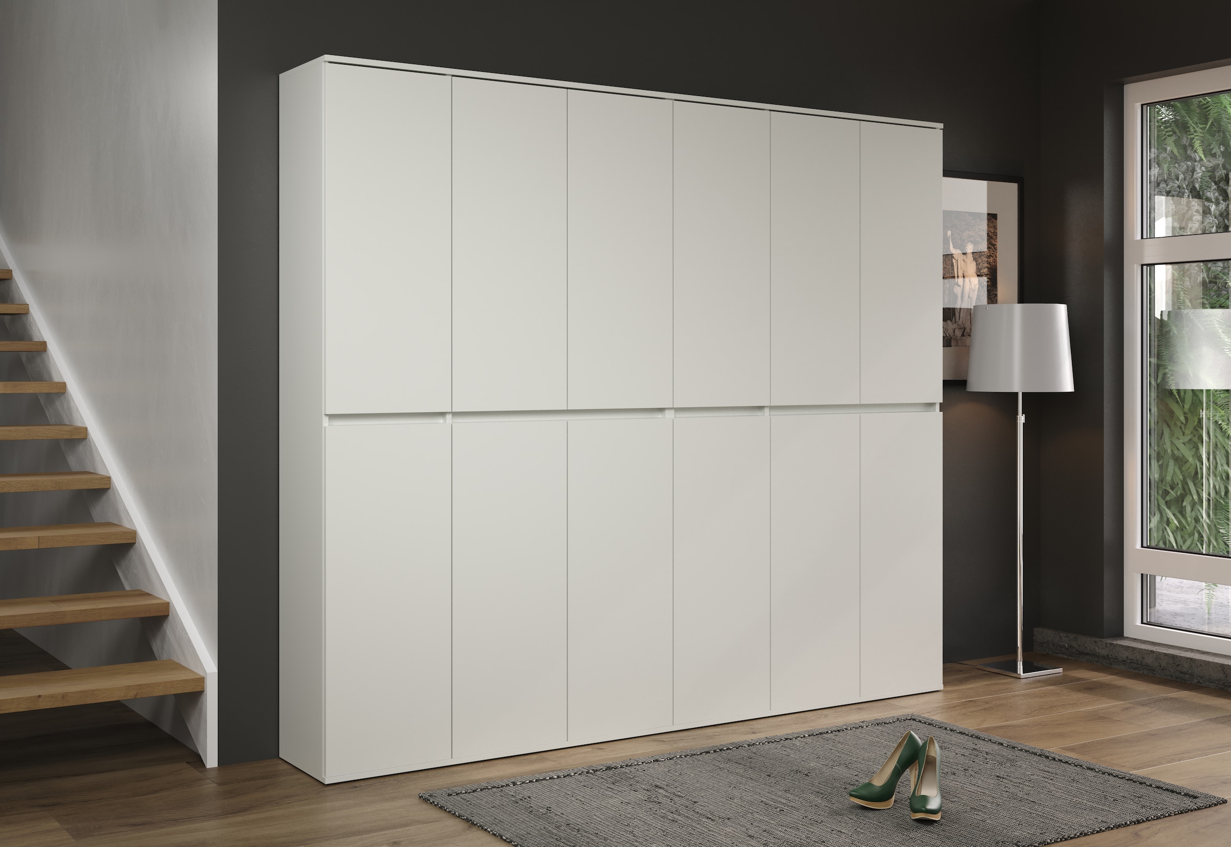 INOSIGN Garderoben-Set »Novara«, (Komplett-Set, 2 St.), Garderobenschränke mit insgesamt 32 Fächern - (B/T/H) 222/34/191 cm