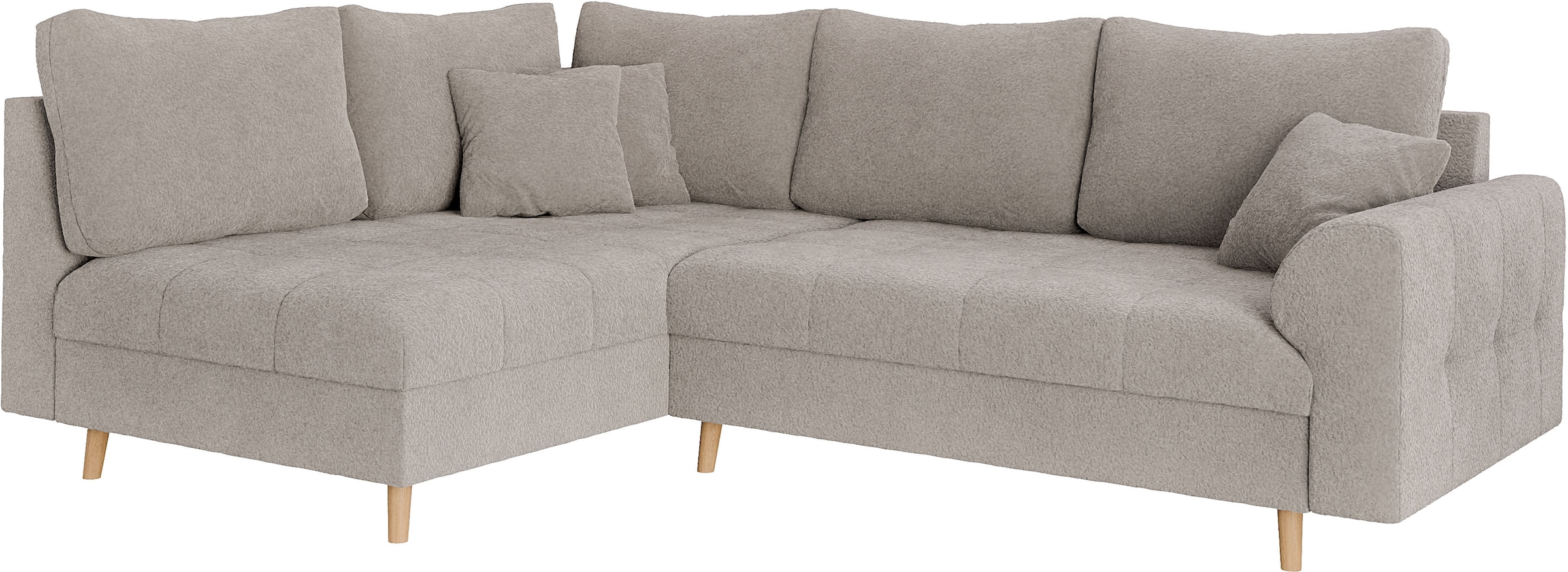 Home affaire Ecksofa »CHARRE L-Form mit Ottomane, Maße B/T/H: 231/161/81 cm«, feine Steppung, lose Rücken- und Zierkissen, auch in Cord und Bouclé