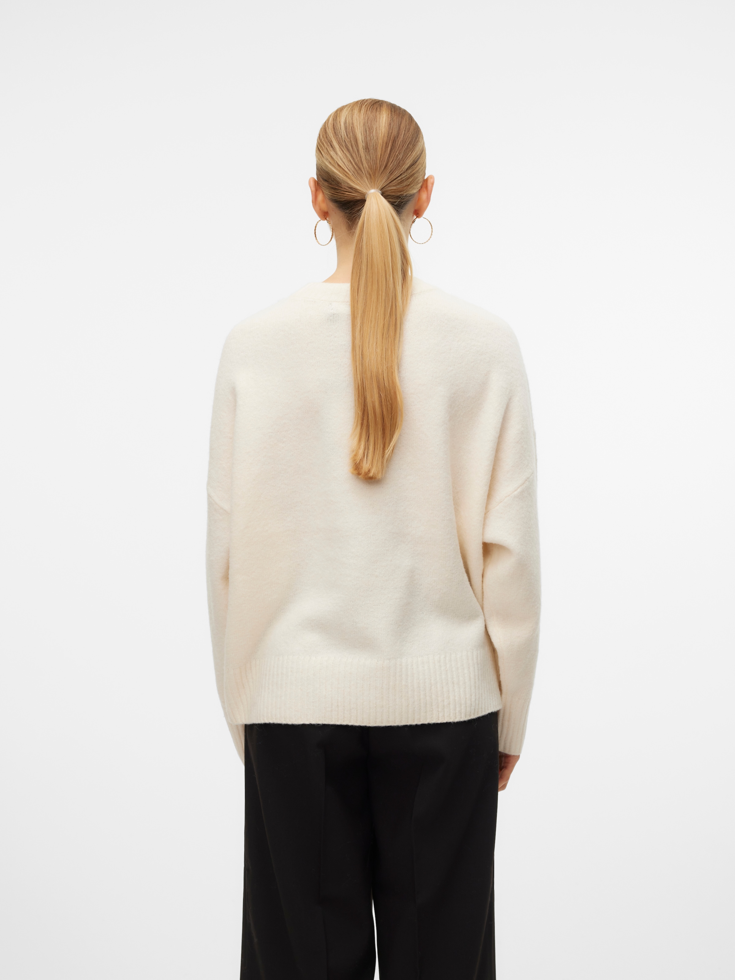 Vero Moda Strickpullover »VMBOOM LS O-NECK PULLOVER GA NOOS« Materialmix, loose fit