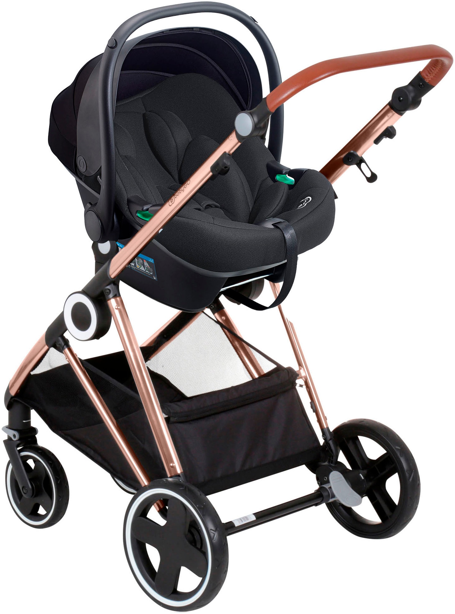 BabyGo Kombi-Kinderwagen »Halime 3in1«, inklusive Babywanne, Babyschale, Regenhaube & Wickeltasche