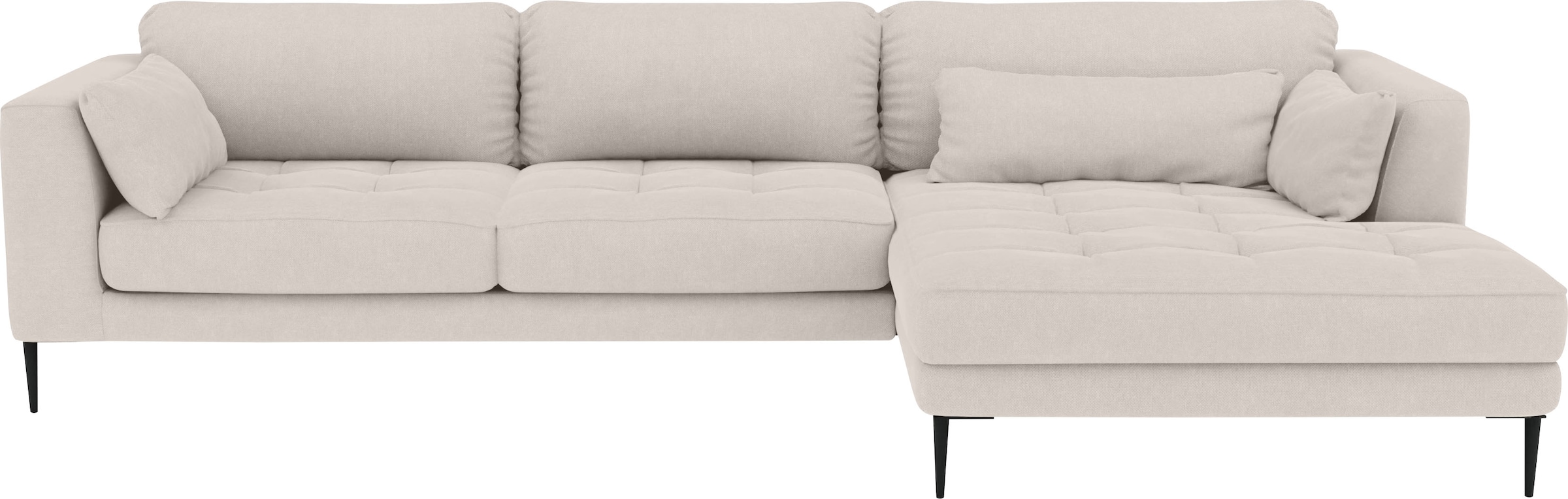 TRENDMANUFAKTUR Ecksofa »Luzi, wahlweise mit Schlaffunktion und Bettkasten bestellbar, L-Form«, Designsofa mit tollem Sitzkomfort, Metallfüße schwarz, Breite 280 cm