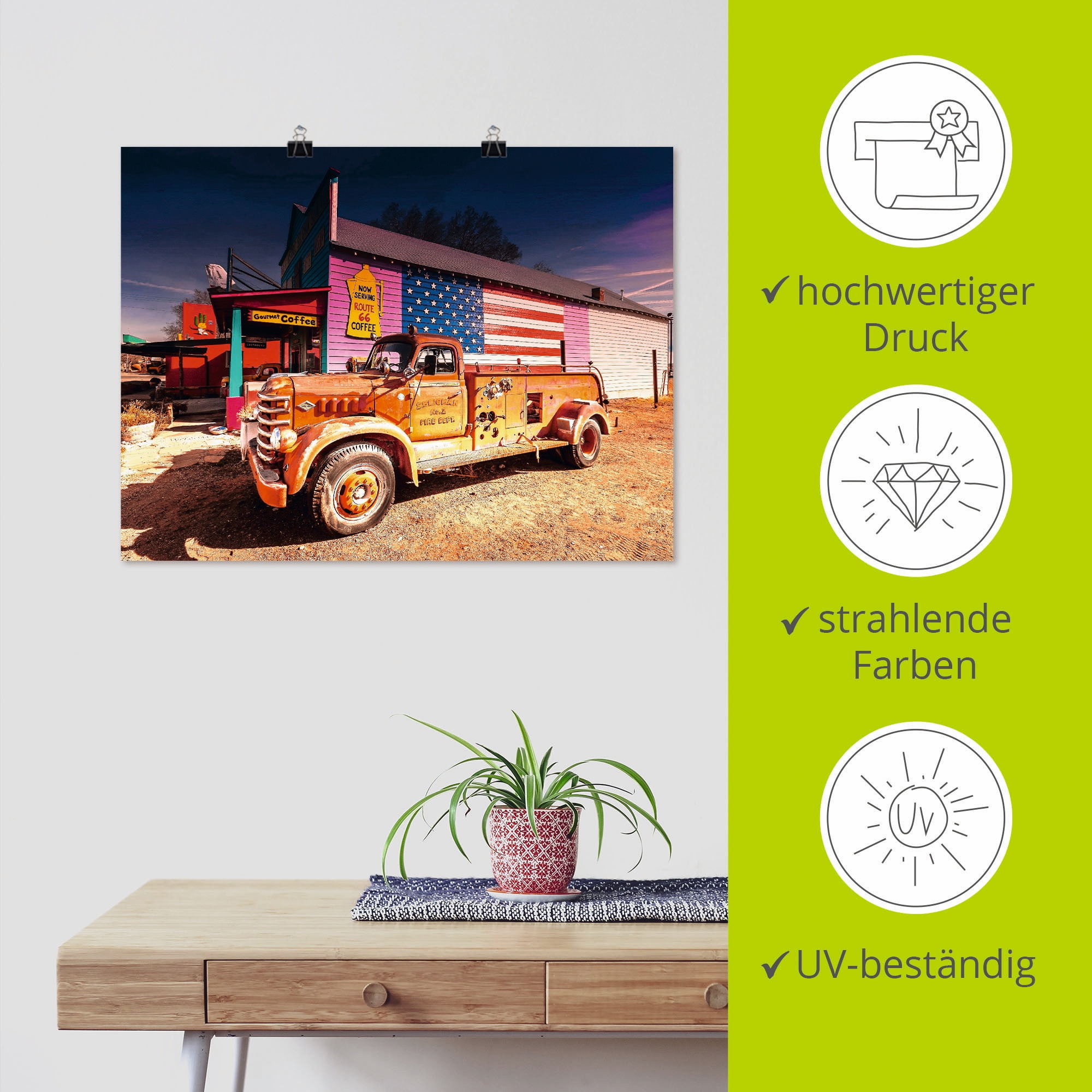 Artland Wandbild »Feuerwehr Oldtimer«, Auto, (1 St.), als Poster, Wandaufkleber in verschied. Größen