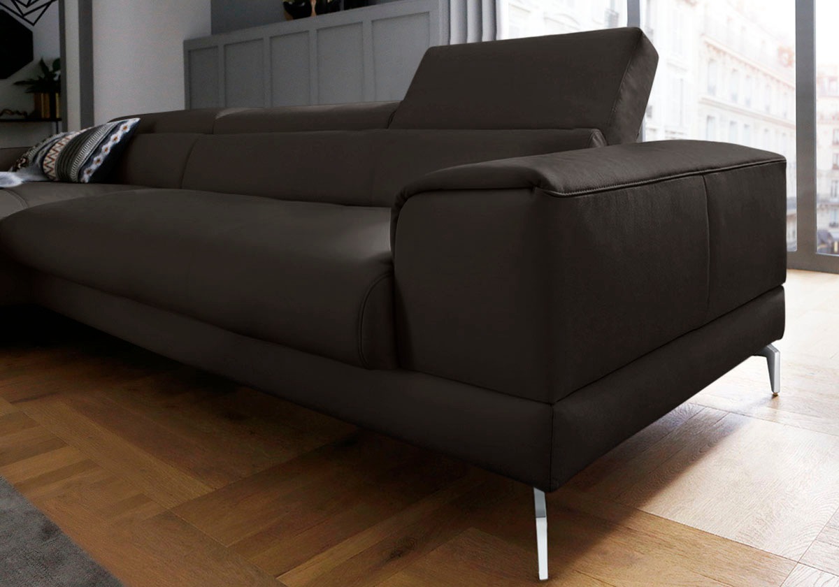 W.SCHILLIG Ecksofa »piedroo, Designsofa mit tollem Sitzkomfort, elegant und bequem, L-Form«, Kopfteilverstellung, wahlweise mit Sitztiefenverstellung, Breite 343cm