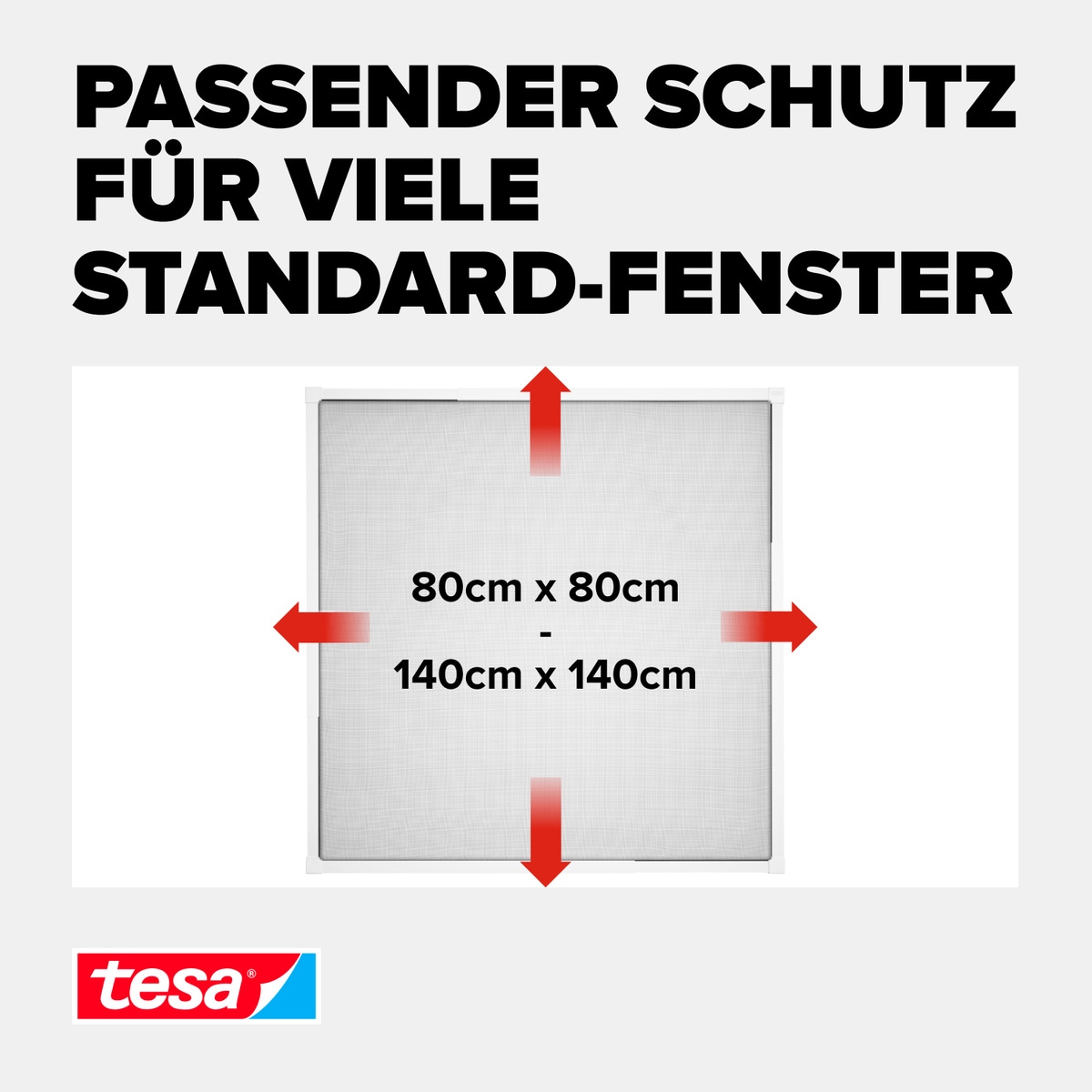 tesa Insektenschutz-Fensterrahmen »Insect Stop Falt Fliegengitter für Fenster - min 0,8 m bis max. 1,4 m«, Mückenschutz-verstellbarem Rahmen aus Aluminium-ohne bohren