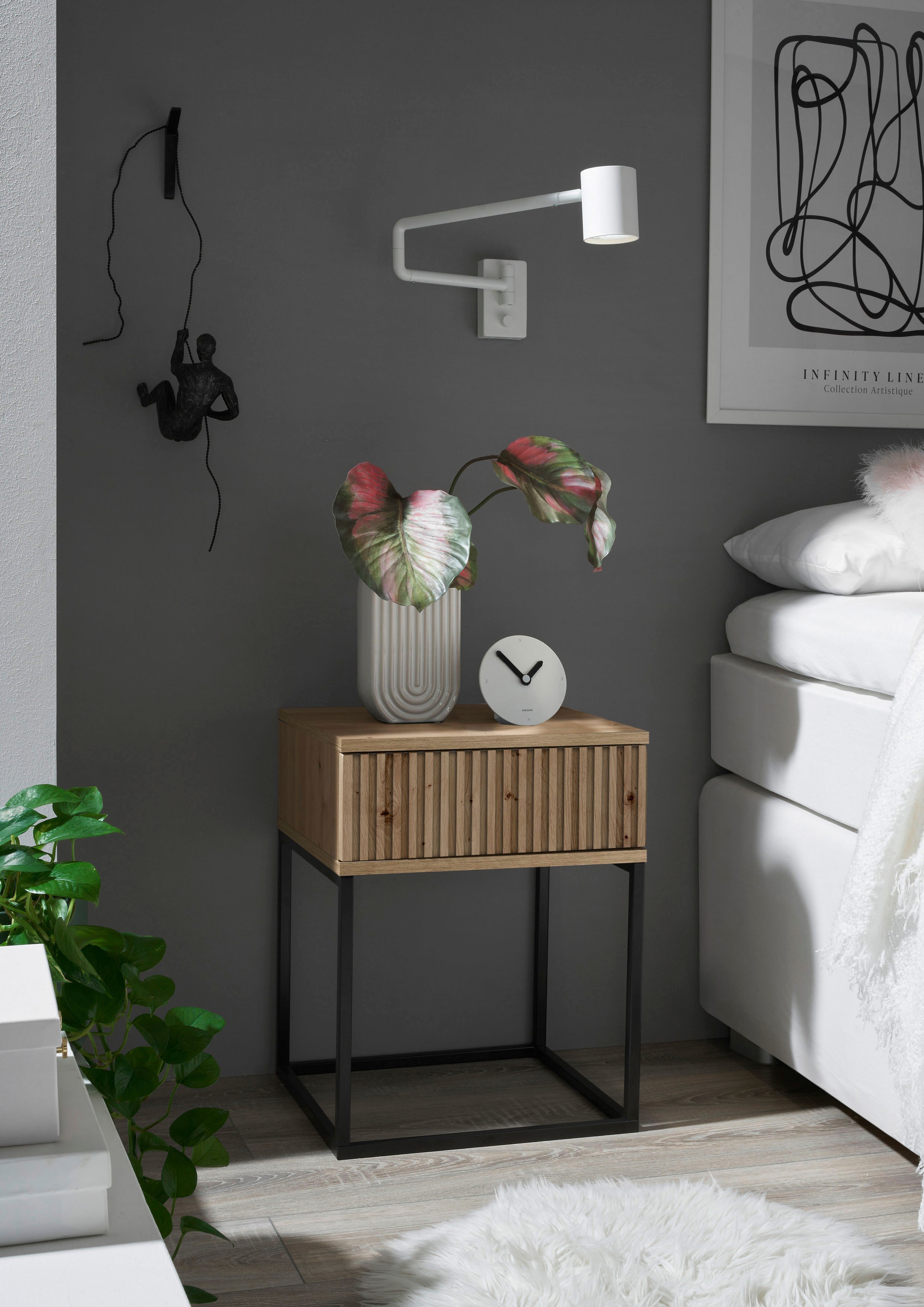 Schlafkontor Nachtkommode »Marle Nachtkonsole, Nachtkästchen auf Metall-Fußgestell«