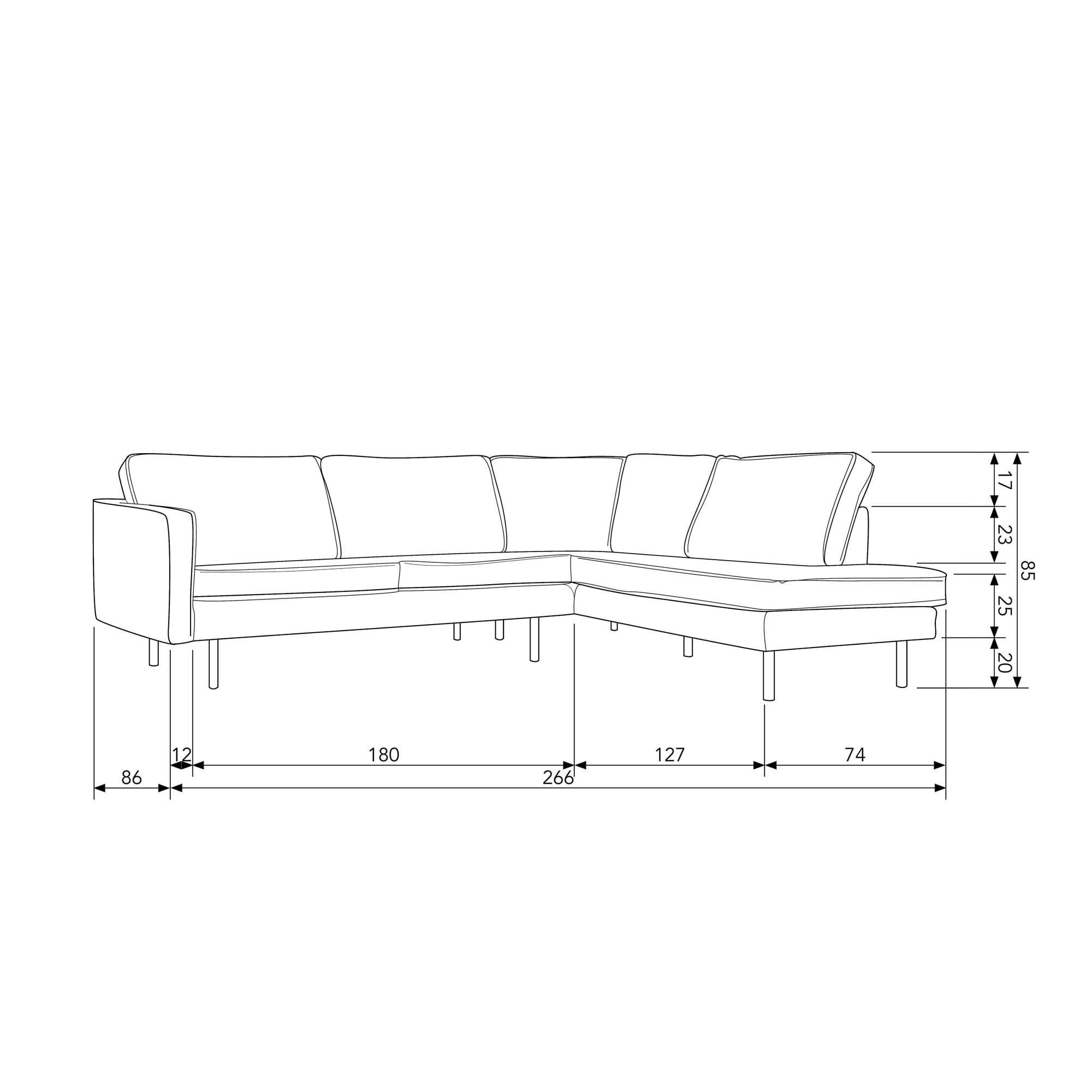WOOOD Ecksofa »Rodeo«, mit recyceltem Leder, frei im Raum stellbar, H 85 cm x B 266 cm