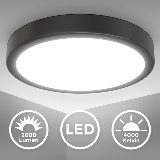 4000K 18 LED Deckenlampe, neutralweißes Lumen, Licht, »BK_DL1520 flammig-flammig, Garantie Wohnzimmer mit Watt, Deckenleuchte 3 Ø28cm, | Jahren online LED kaufen Küchenlampe, B.K.Licht Schwarz«, XXL 1 2.000