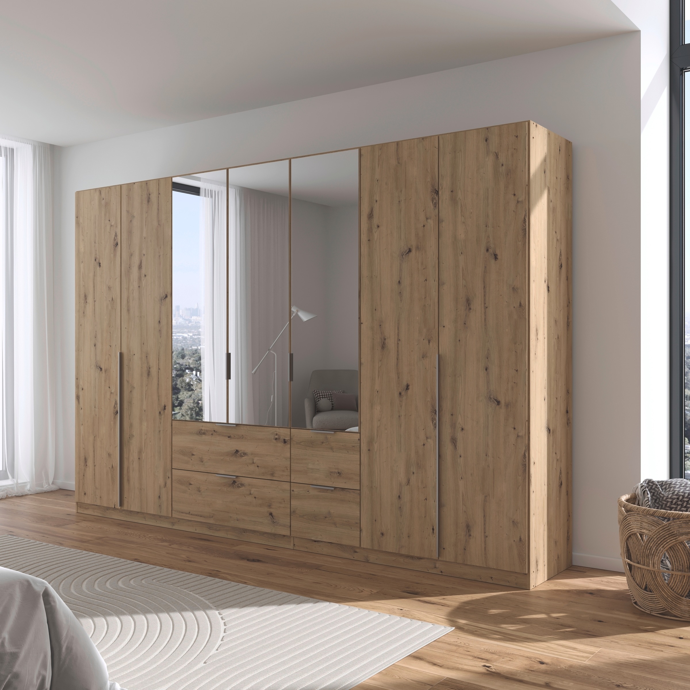 rauch Drehtürenschrank »Kleiderschrank Schrank Garderobe AGORDO mit Dekor- oder Hochglanzfront«, mit Außenschubkästen, in 6 Breiten und 2 Höhen MADE IN GERMANY