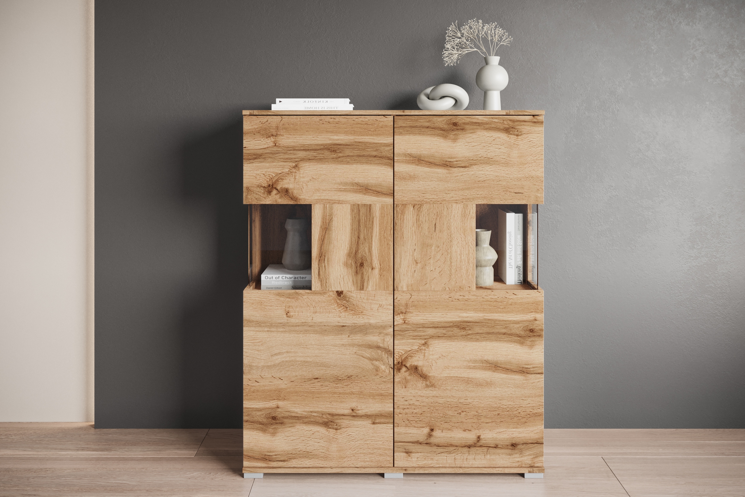 INOSIGN Highboard »Kenia«, Modernes Highboard mit Glastüren, Breite 100 cm