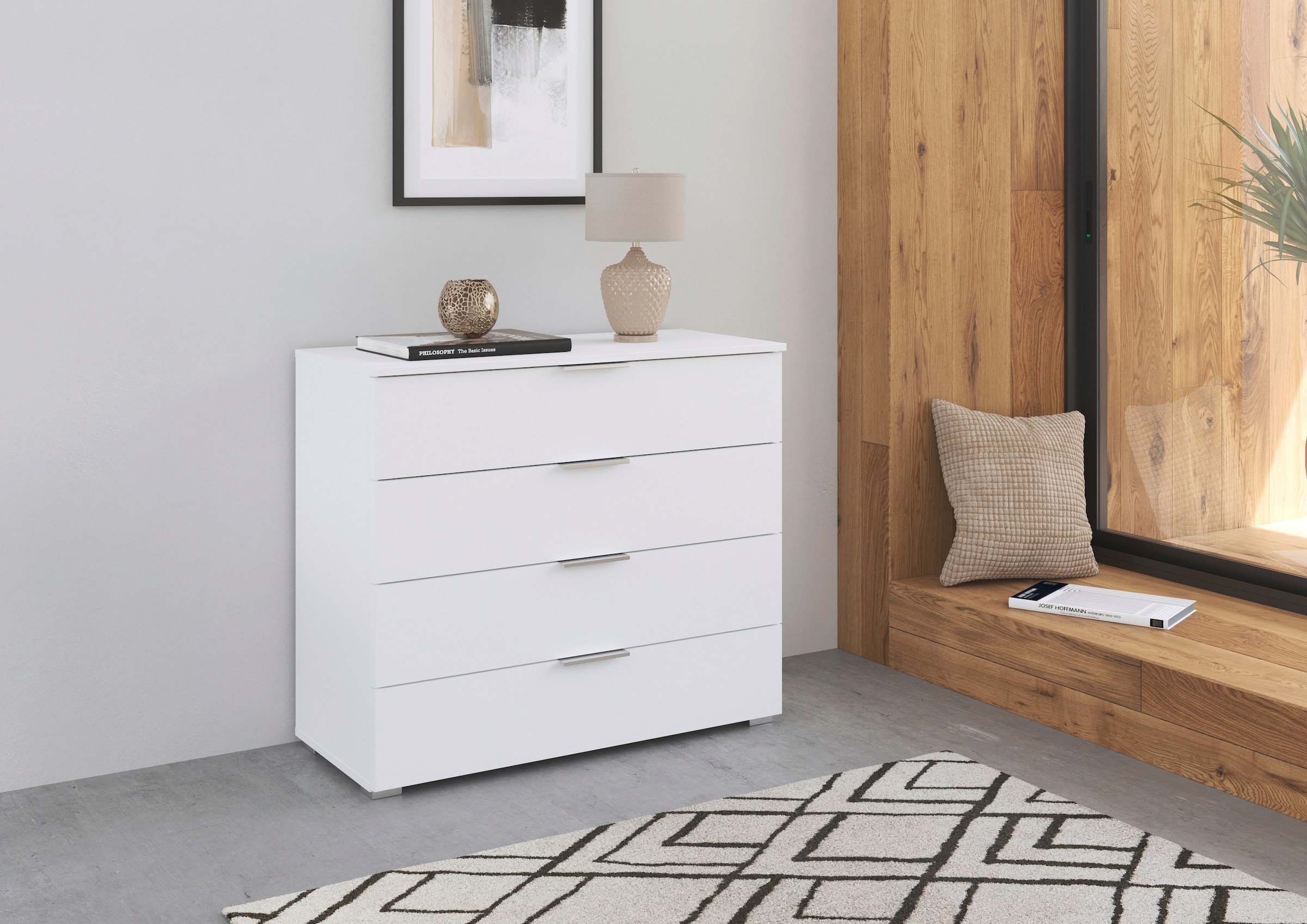 rauch Schubkastenkommode »Sideboard Schubladenkommode AGORDO mit Dekor- oder Hochglanzfront«, (in zwei Griff-Farben), Breite 93 cm mit 4 großen Schubladen für viel Stauraum MADE IN GERMANY