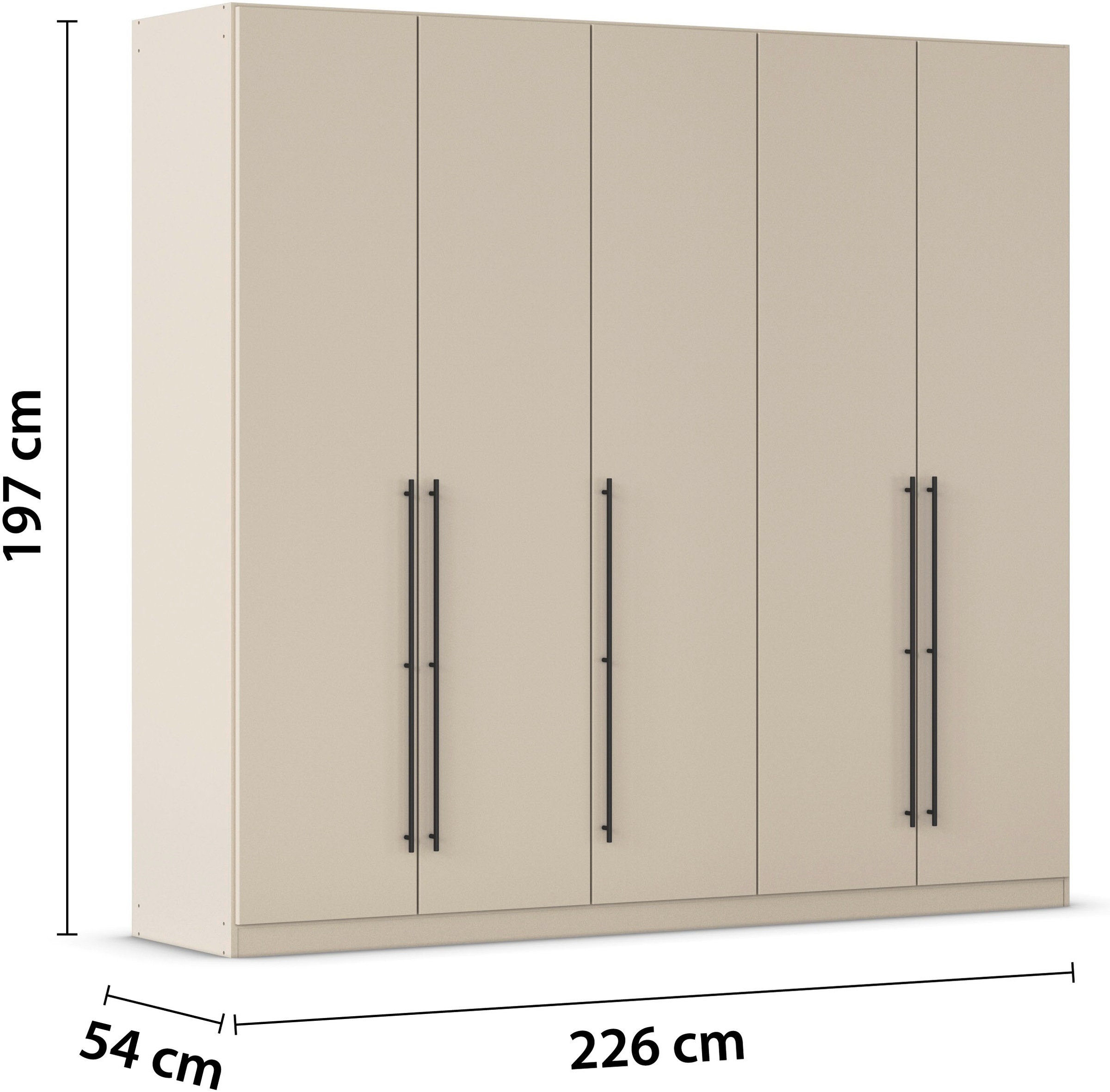 rauch Kleiderschrank »Drehtürenschrank Schrank Garderobe Wäscheschrank Schlafzimmer AVOLA«, (in 3 verschiedenen Ausstattungen BASIC/CLASSIC/PREMIUM), mit hochwertigen Stangengriffen in Schwarz aus Metall MADE IN GERMANY