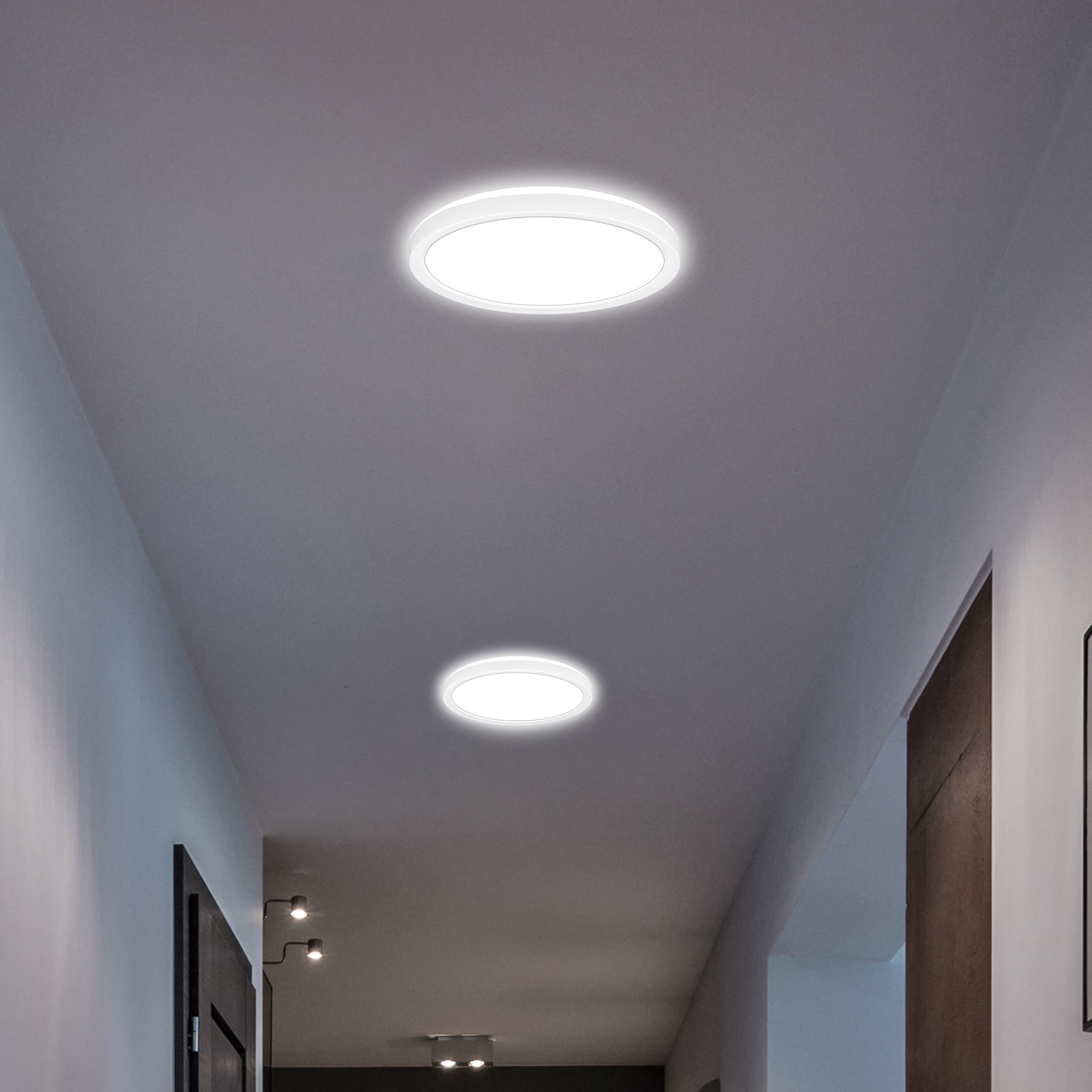 B.K.Licht LED Deckenleuchte »BKL1598 Ultraflache Deckenlampe, LED Panel mit Backlight« LED-Modul 1 Stk. Neutralweiß 4.000K, 1.900 Lm, 16W, indirekte Hintergrundbeleuchtung, ⌀24cm, Weiß
