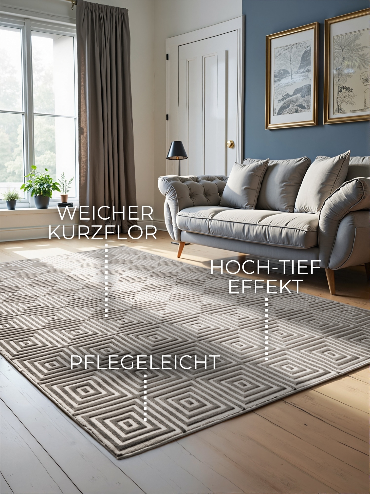 ELLE DECORATION Designteppich »Tourmaline«, rechteckig, 9 mm Höhe, Wohnzimmer, Schlafzimmer, Läufer, Hoch-Tief Effekt, Flur, Glanz