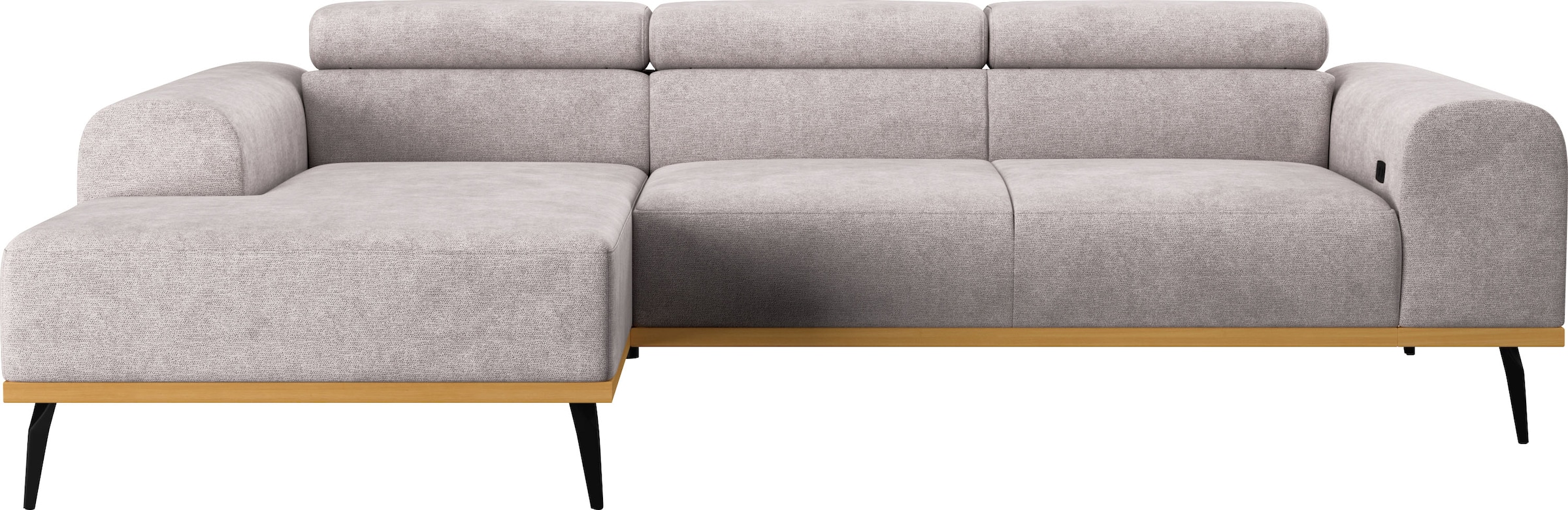 Places of Style Ecksofa »Carlo L-Form«, mit Kopfteilverstellung & Holz-Rahmenoptik, wahlweise Relaxfunktion