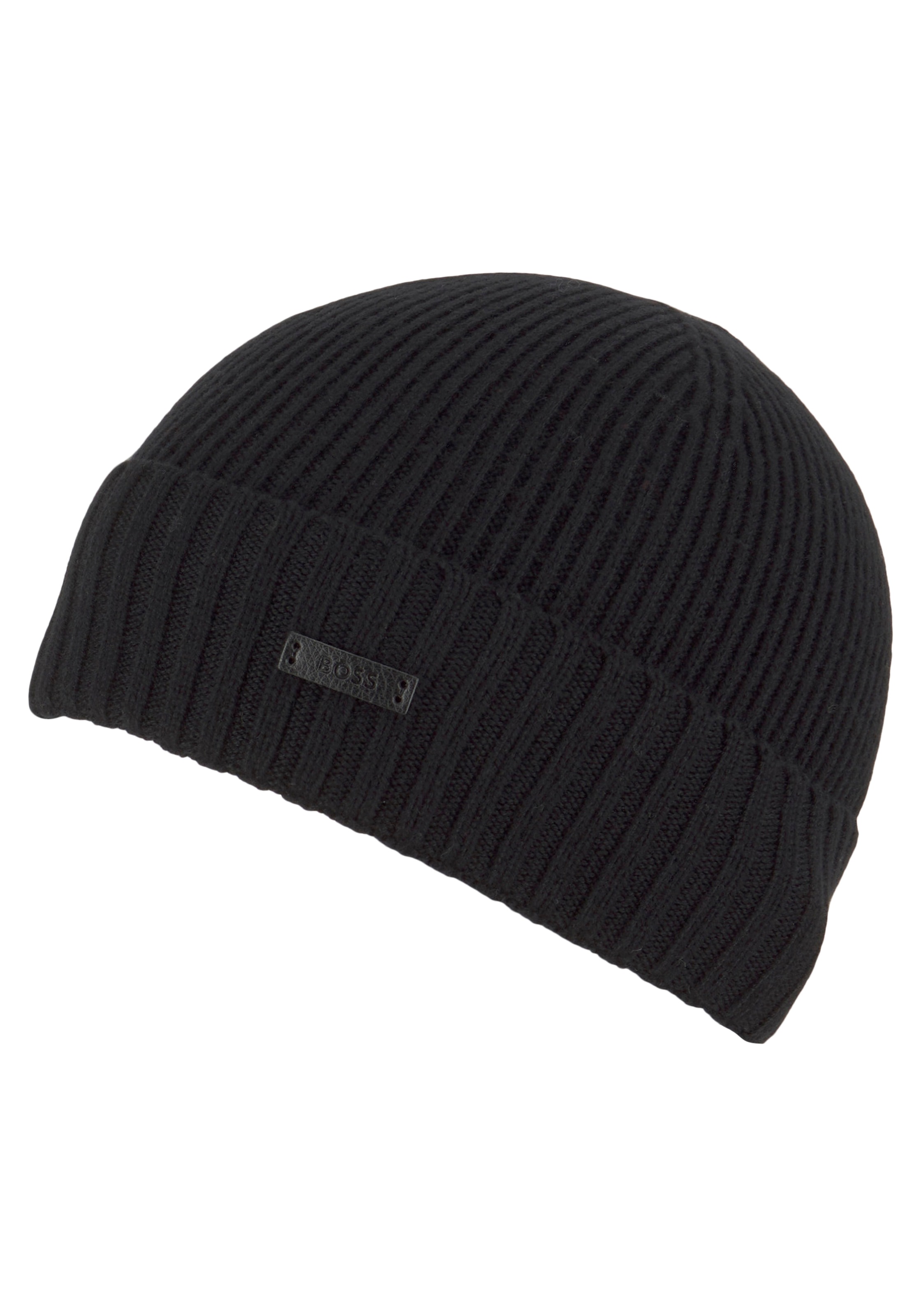 BOSS Beanie "Fati" aus Wolle in Rippenstrick, unisex