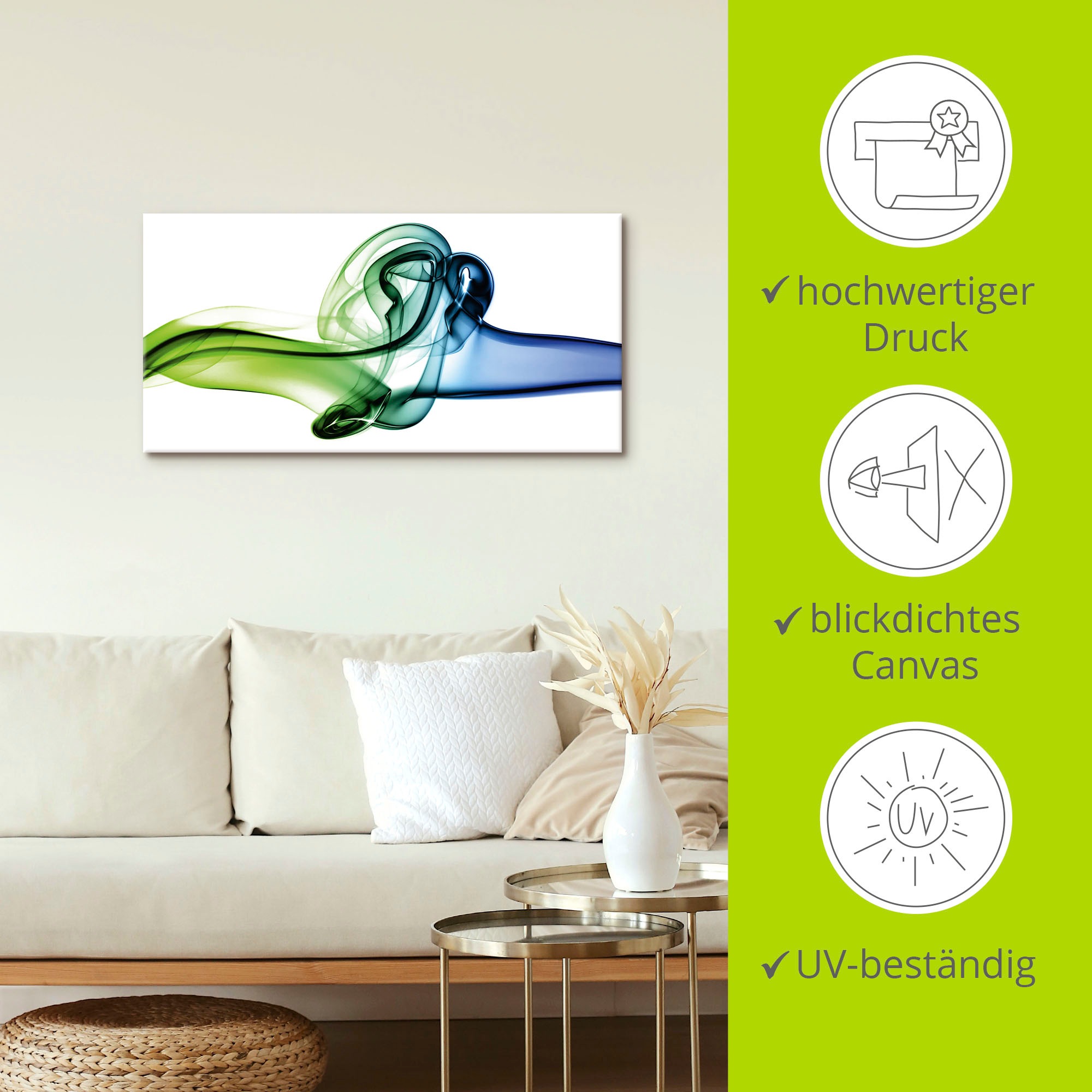 Artland Wandbild »Aufeinanderprallen von blau und grün« Muster 1 Stk. tlg. auf Holzrahmen gespannt