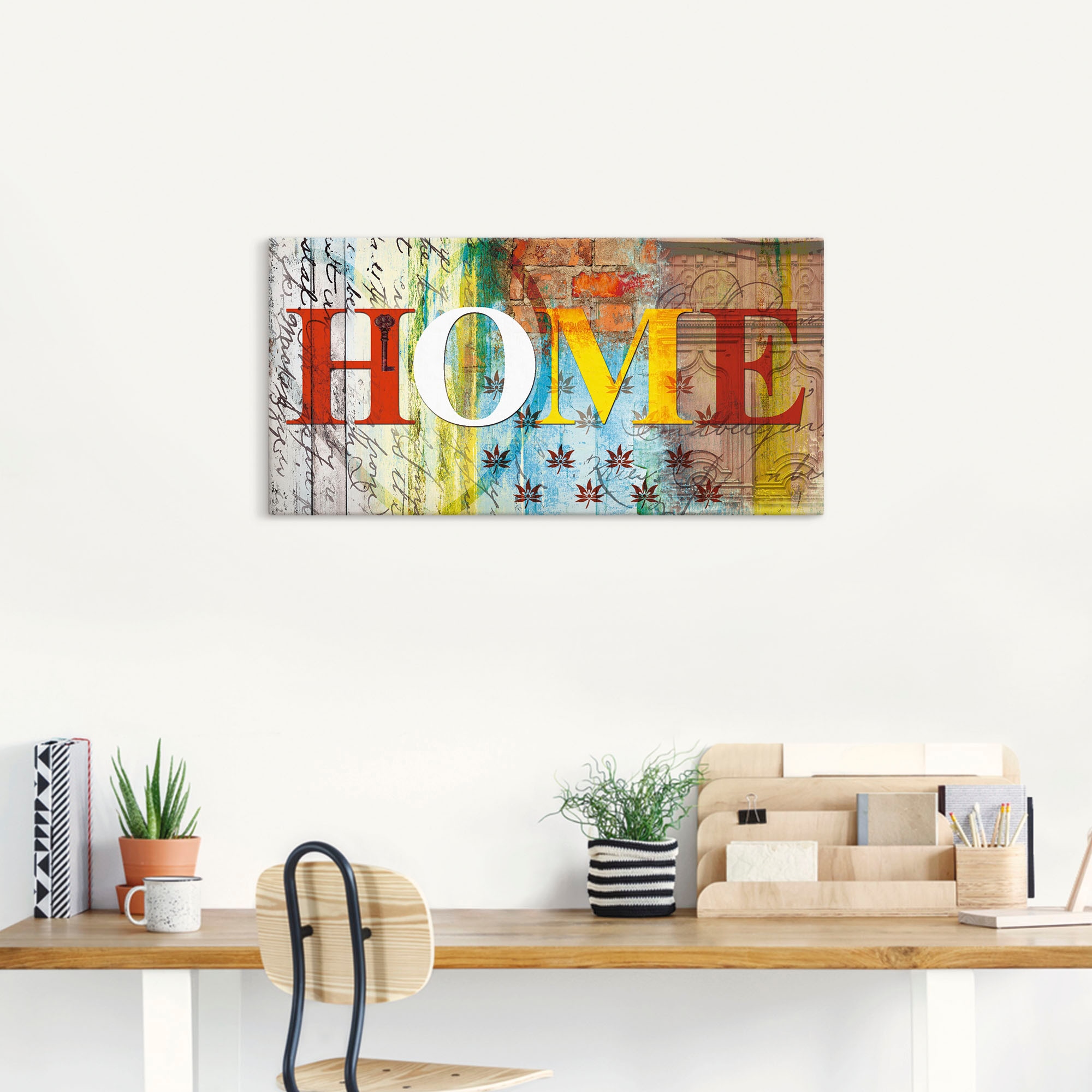 Artland Leinwandbild »Buntes Zuhause« Sprüche & Texte 1 Stk. tlg. auf Holzrahmen gespannt