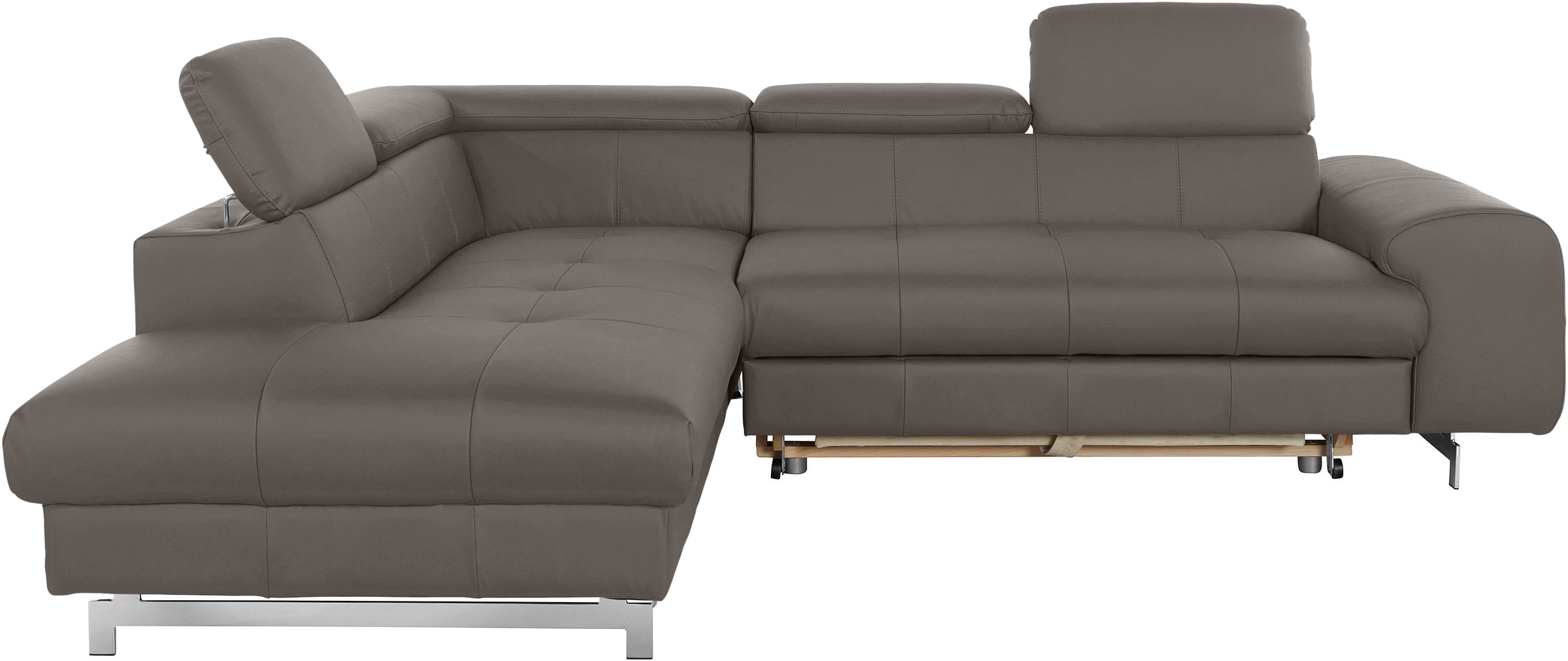 COTTA Ecksofa »Chef L-Form«, mit Kopfteilverstellung, edle Metallkufen, wahlweise mit Bettfunktion