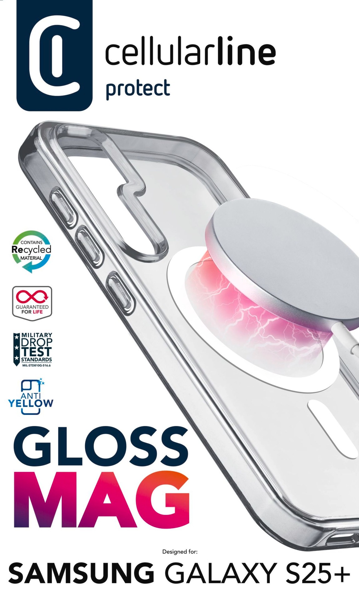 Cellularline Handyhülle »Gloss MagSafe Case MAG für Samsung Galaxy S25+«, Backcover, Schutzhülle, Handyschutzhülle, Case, Schutzcase, stoßfest