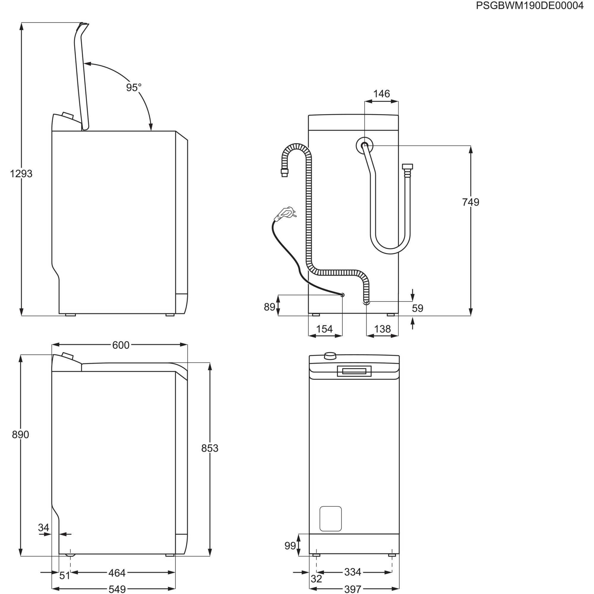 AEG Waschmaschine Toplader 6000 »LTR6A360TL«, 6 kg, 1300 U/min