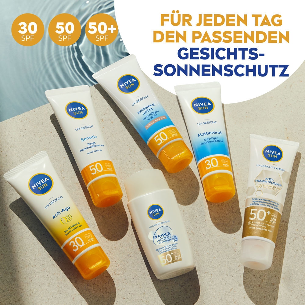 Nivea Sun Sonnenschutzpflege »UV GESICHT Sensitiv Sonnenschutz LSF50 & Sonnenspray LSF50+«, (Set)