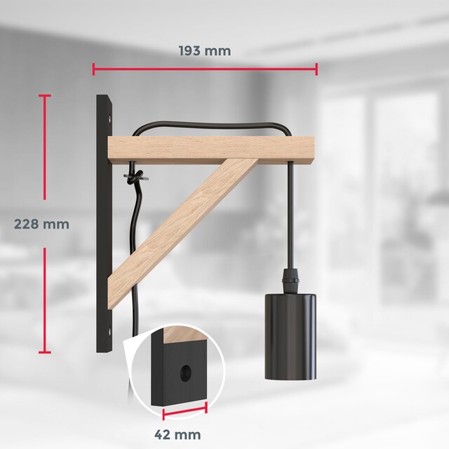 B.K.Licht Wandleuchte »BKL1352 Holz-Wandlampe innen, Schwarz, Metall,  Landhausstil«, 1 flammig-flammig, 1-flammig mit Schalter, E27-Fasssung, ohne  Leuchtmittel online kaufen | mit 3 Jahren XXL Garantie