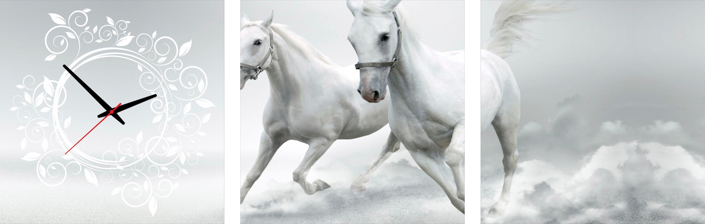 Conni Oberkircher´s Bild mit Uhr »Horses - Wildpferde«, Pferde, (Set, (Set 3),  mit dekorativer Uhr, Power, Reiten auf Rechnung kaufen | Bilder