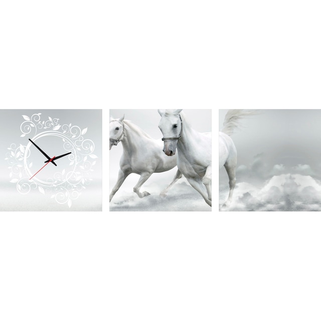 Conni Oberkircher´s Bild mit Uhr »Horses - Wildpferde«, Pferde, (Set, (Set 3),  mit dekorativer Uhr, Power, Reiten auf Rechnung kaufen