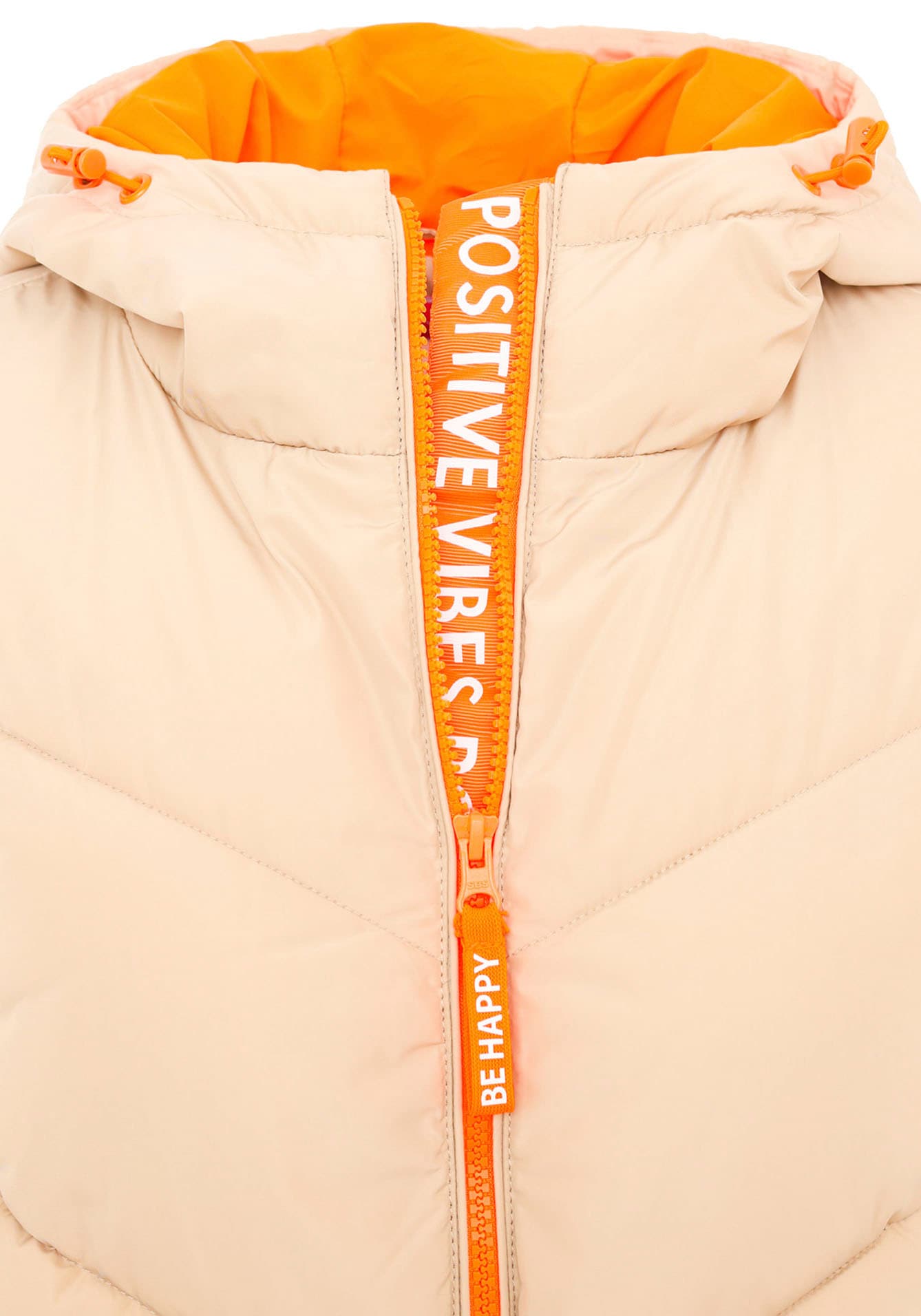 Zwillingsherz Steppmantel »"Positive Mind"«, Doppelzipper, Kapuze mit Schriftzug hinten, Kontrastdetails, wärmend