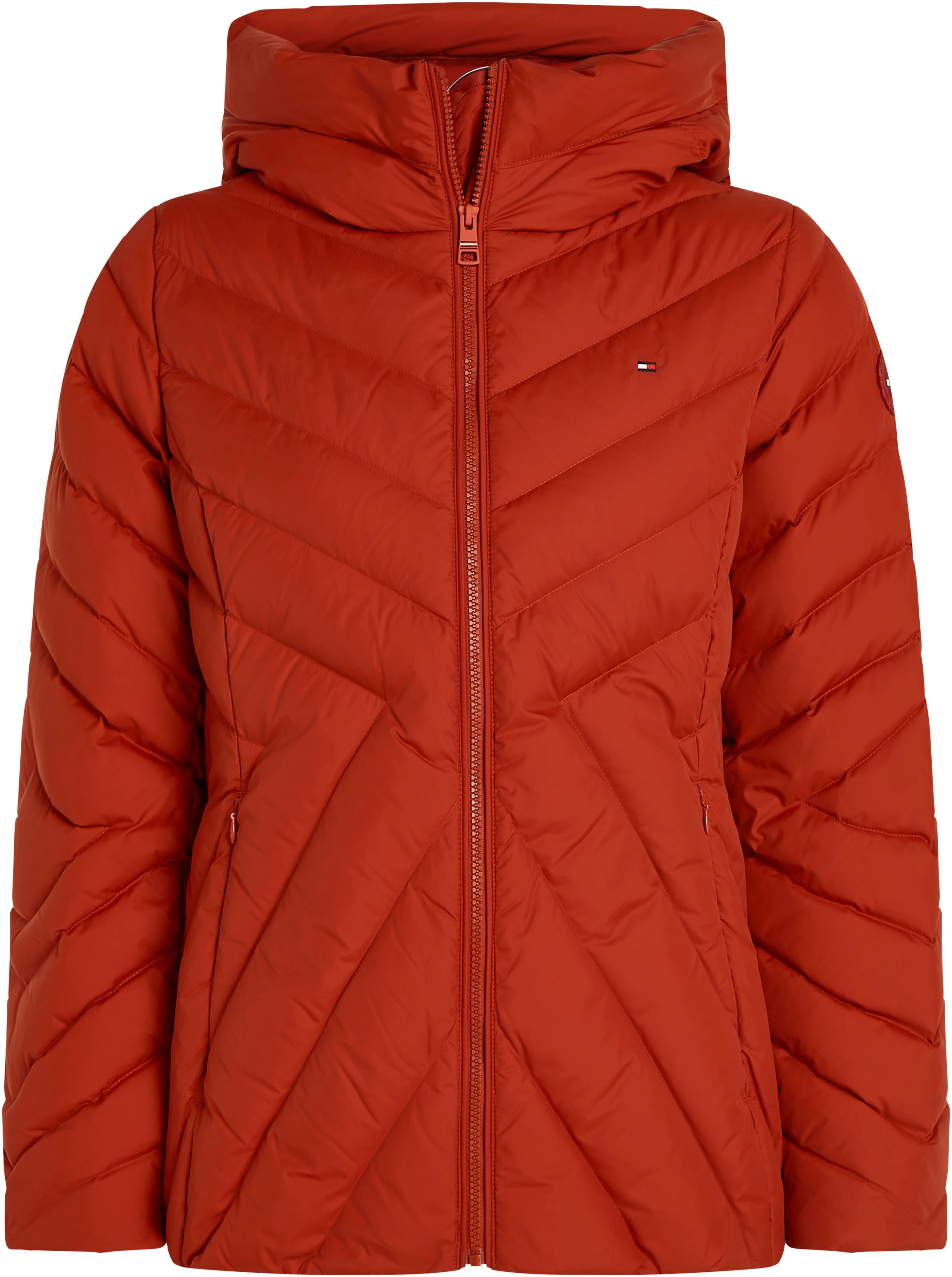 Tommy Hilfiger Steppjacke »CHEVRON MW PADDED JACKET«, mit Kapuze, mit mittelstarker Wattierung und Tommy Hilfiger Markenlabel