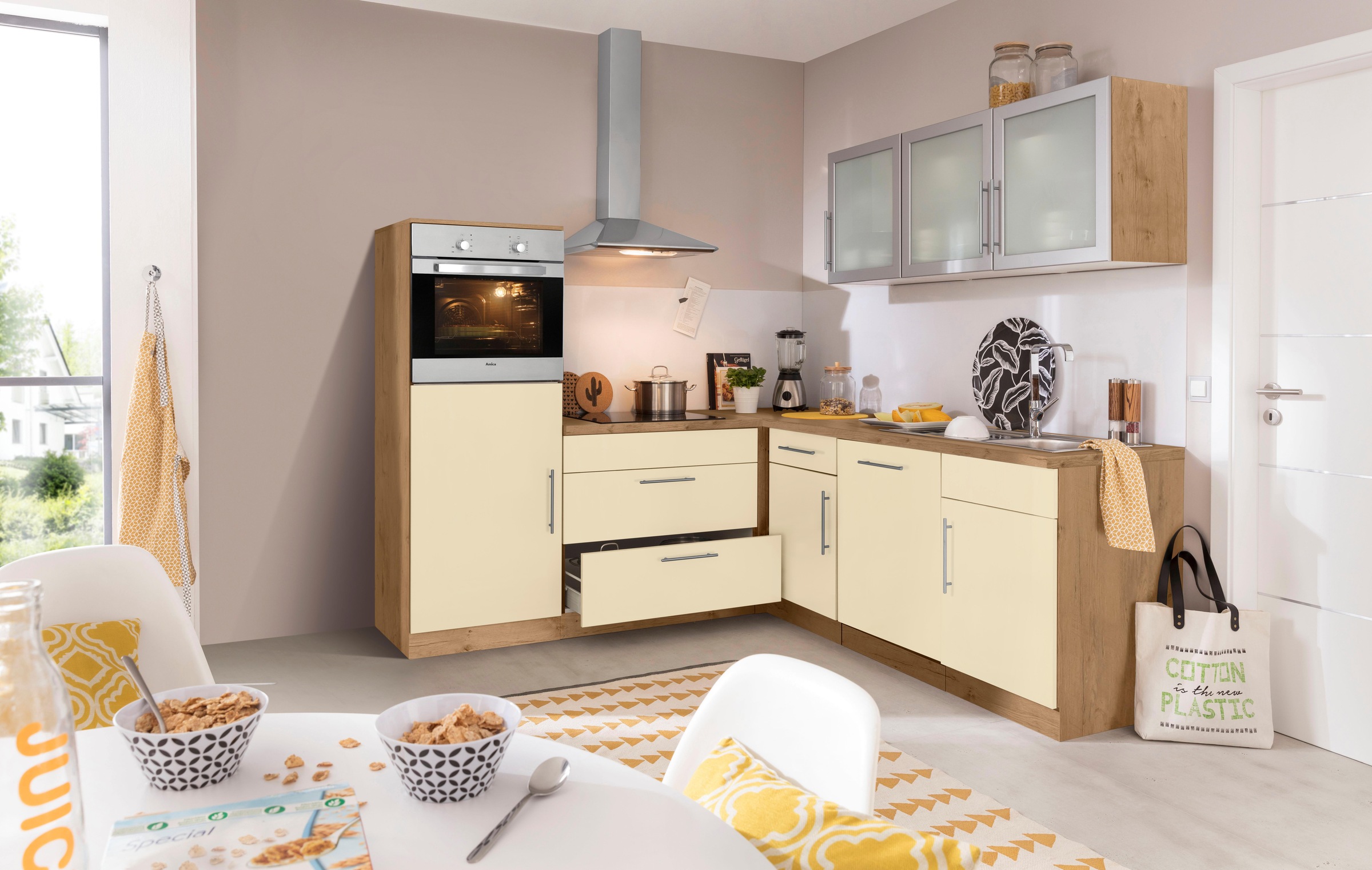 wiho Küchen Winkelküche »Aachen«, ohne E-Geräte, Stellbreite 210 x 220 cm  auf Rechnung bestellen