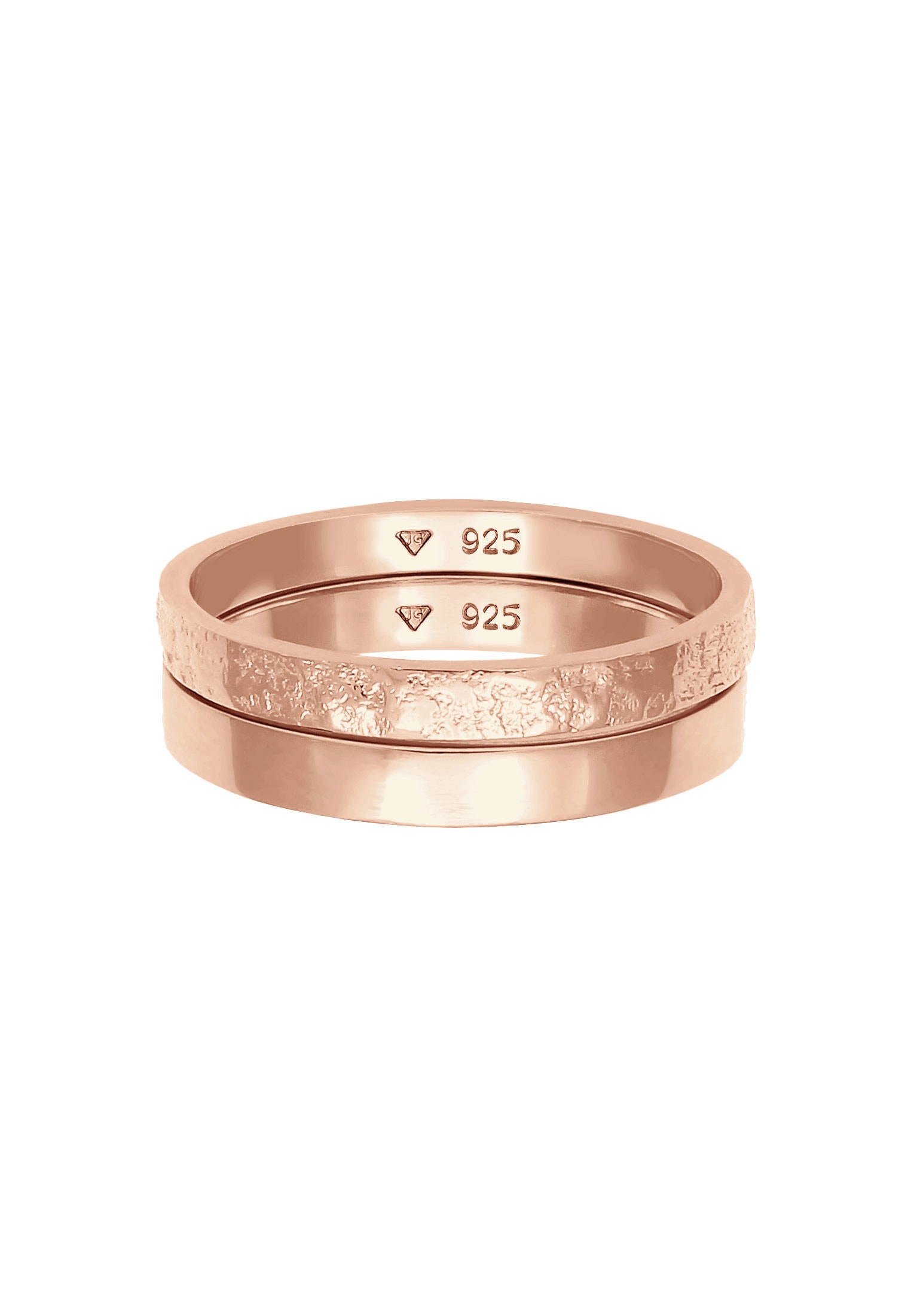 Elli Ring-Set »Ring Bandring Basic Gehämmert (Set 2-tlg) 925 Silber«