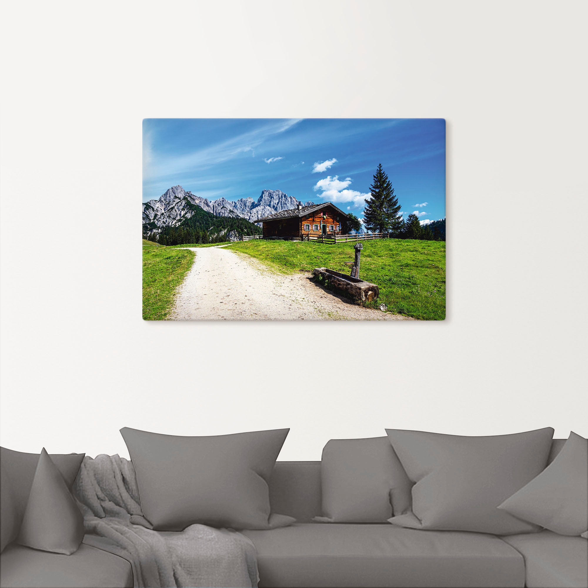 Artland Wandbild »Blick auf die Litzlalm mit Hütte«, Berge & Alpenbilder,  (1 St.), als Alubild, Leinwandbild, Wandaufkleber oder Poster in versch.  Größen bequem bestellen
