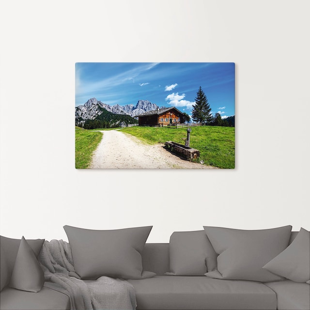 Artland Wandbild »Blick auf die Litzlalm mit Hütte«, Berge & Alpenbilder,  (1 St.), als Alubild, Leinwandbild, Wandaufkleber oder Poster in versch.  Größen bequem bestellen