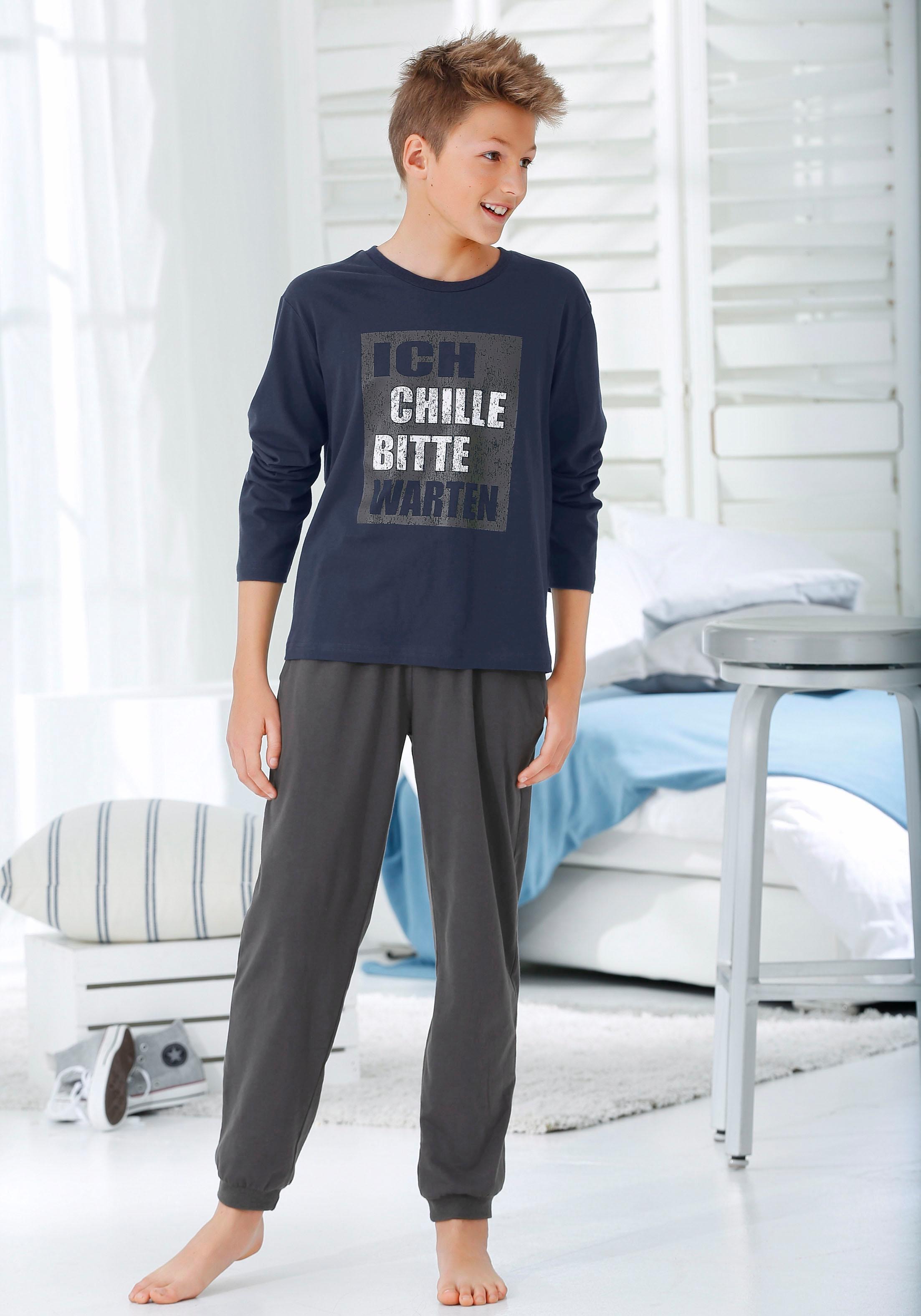 AUTHENTIC LE JOGGER Pyjama, (2 tlg., 1 Stück), "Ich chille bitte warten"