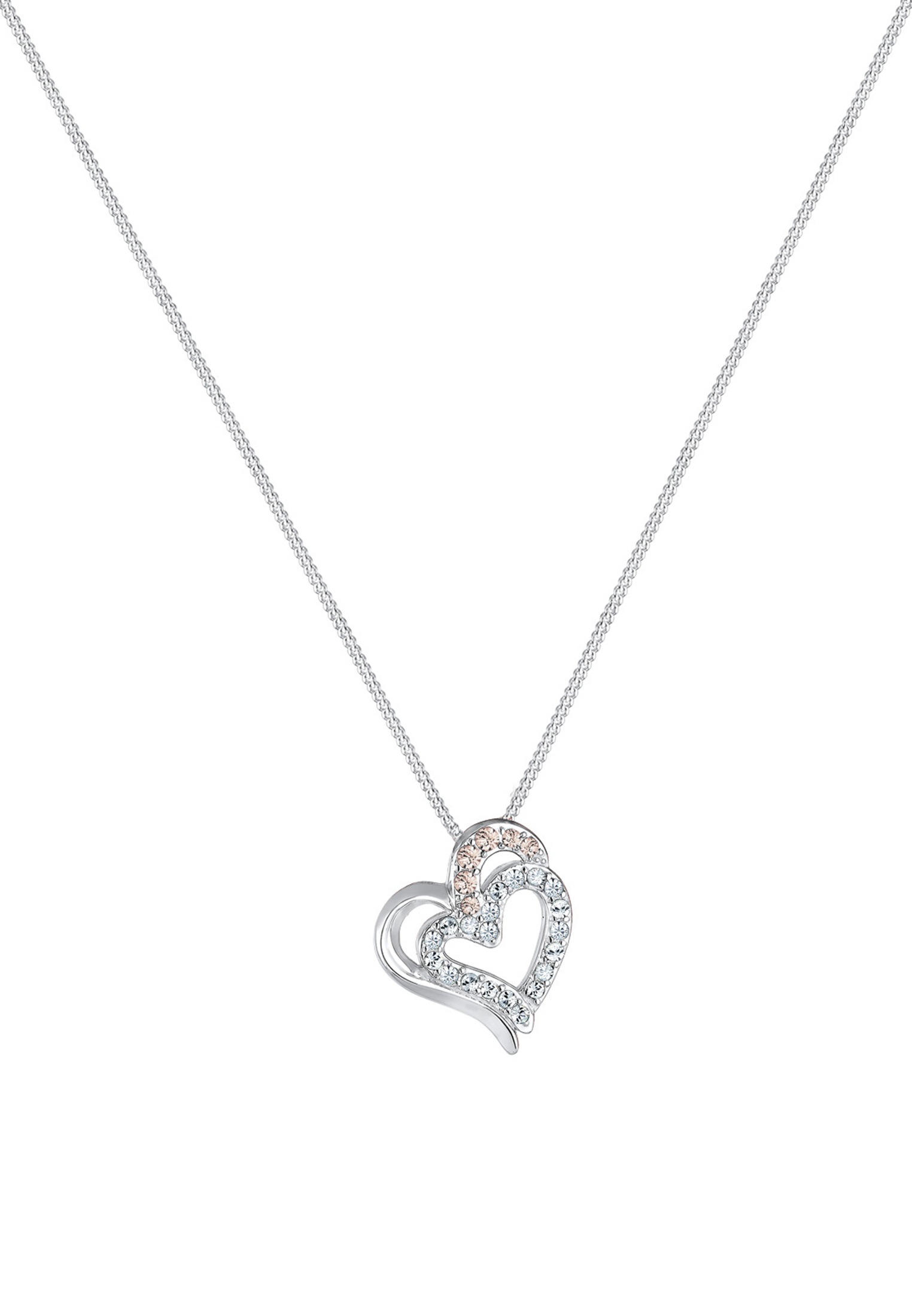 Elli Silberkette »Halskette Herz Glas Kristalle Weiß 925 Sterling Silber«