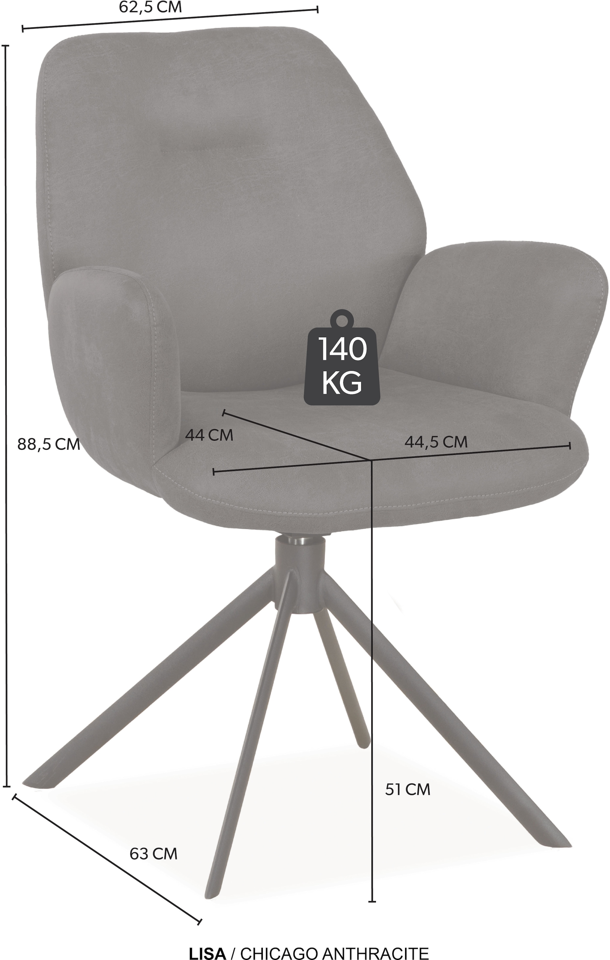 OMG Design Esszimmerstuhl »Lisa« (Set) 1 Stk.Drehstuhl mit auto-return, Armlehnenstuhl