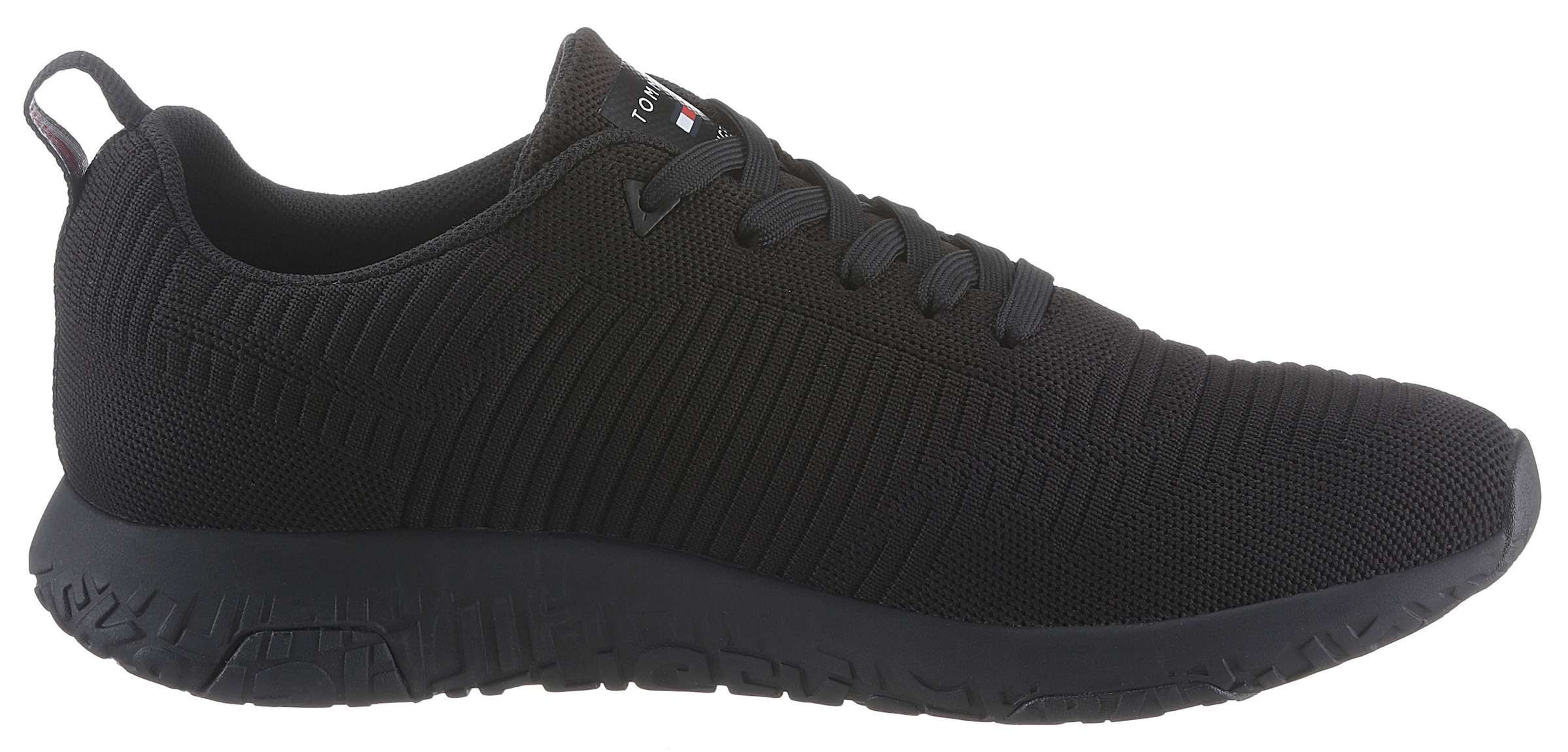 Tommy Hilfiger Sneaker »CORPORATE KNIT RIB RUNNER«, Freizeitschuh, Halbschuh, Schnürschuh mit seitlicher Logoflagge