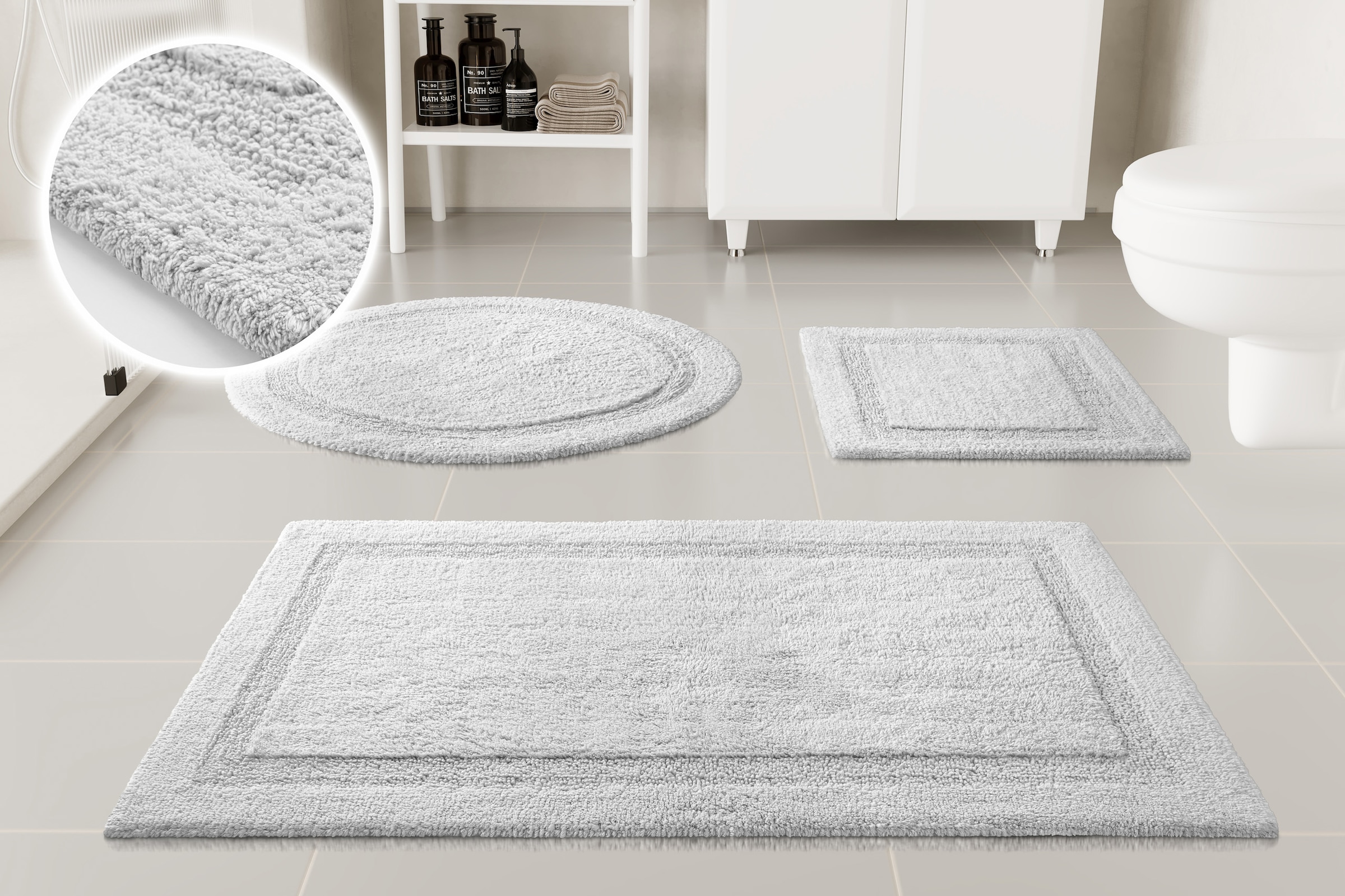 OTTO home Badematte »Meellor« Höhe 20 mm Badteppich, getuftet, modern, Uni, antirutsch, flauschig, Baumwolle