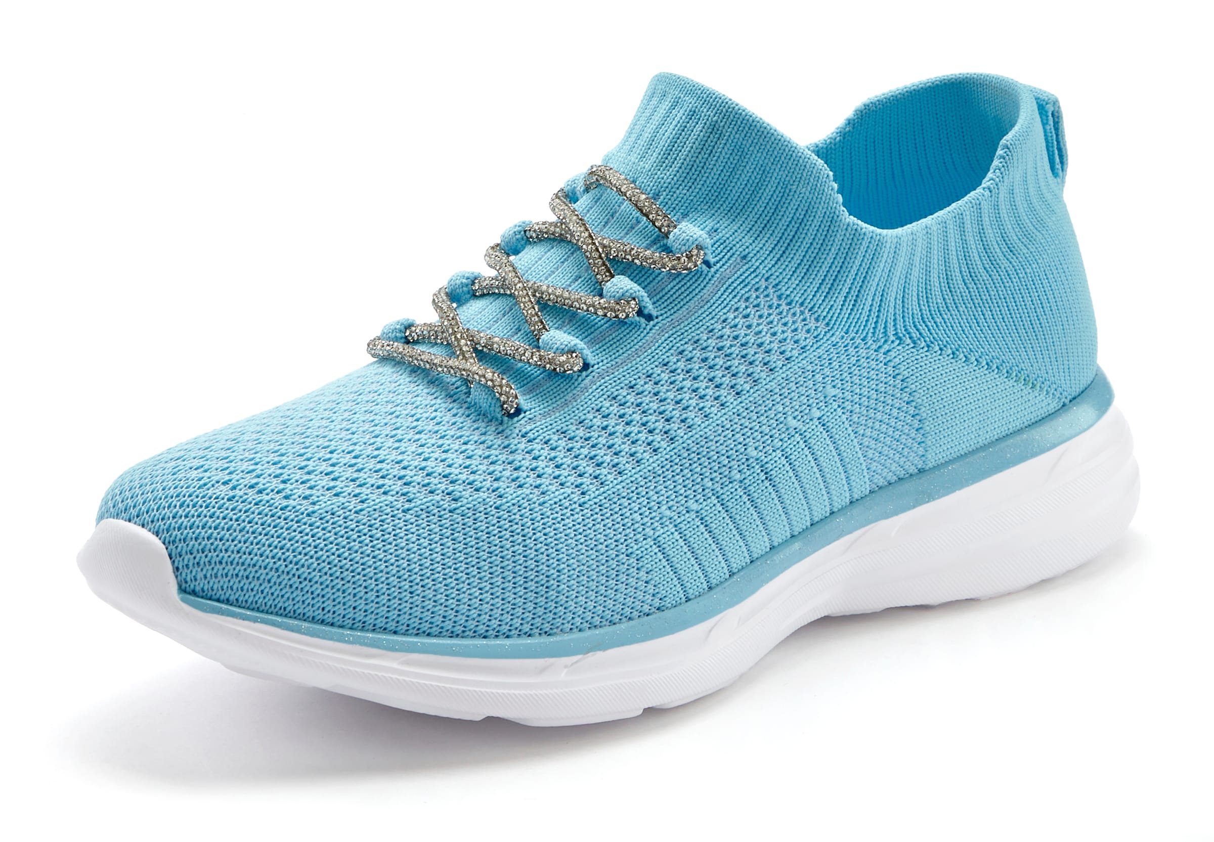 LASCANA Sneaker »Slip-On-Sneaker, Slipper, Freizeitschuh,«  mit modischer Glitzerschnürung VEGAN