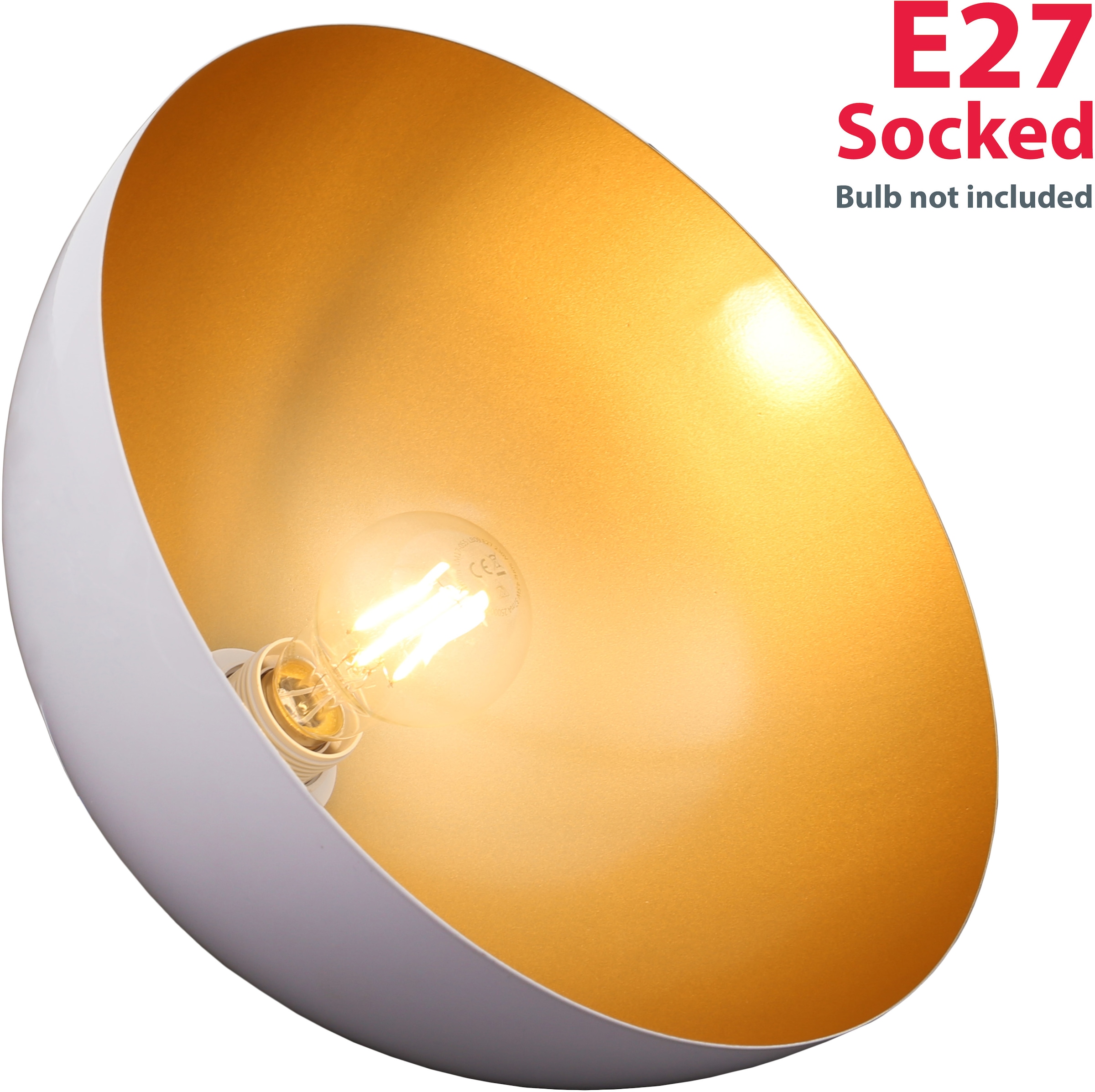 E27 Esszimmer Garantie Jahren kaufen Wohnzimmer online Hängeleuchte »Auriga«, B.K.Licht 2 Pendelleuchte weiß-gold Hängelampe flammig-flammig, Design | mit 3 XXL