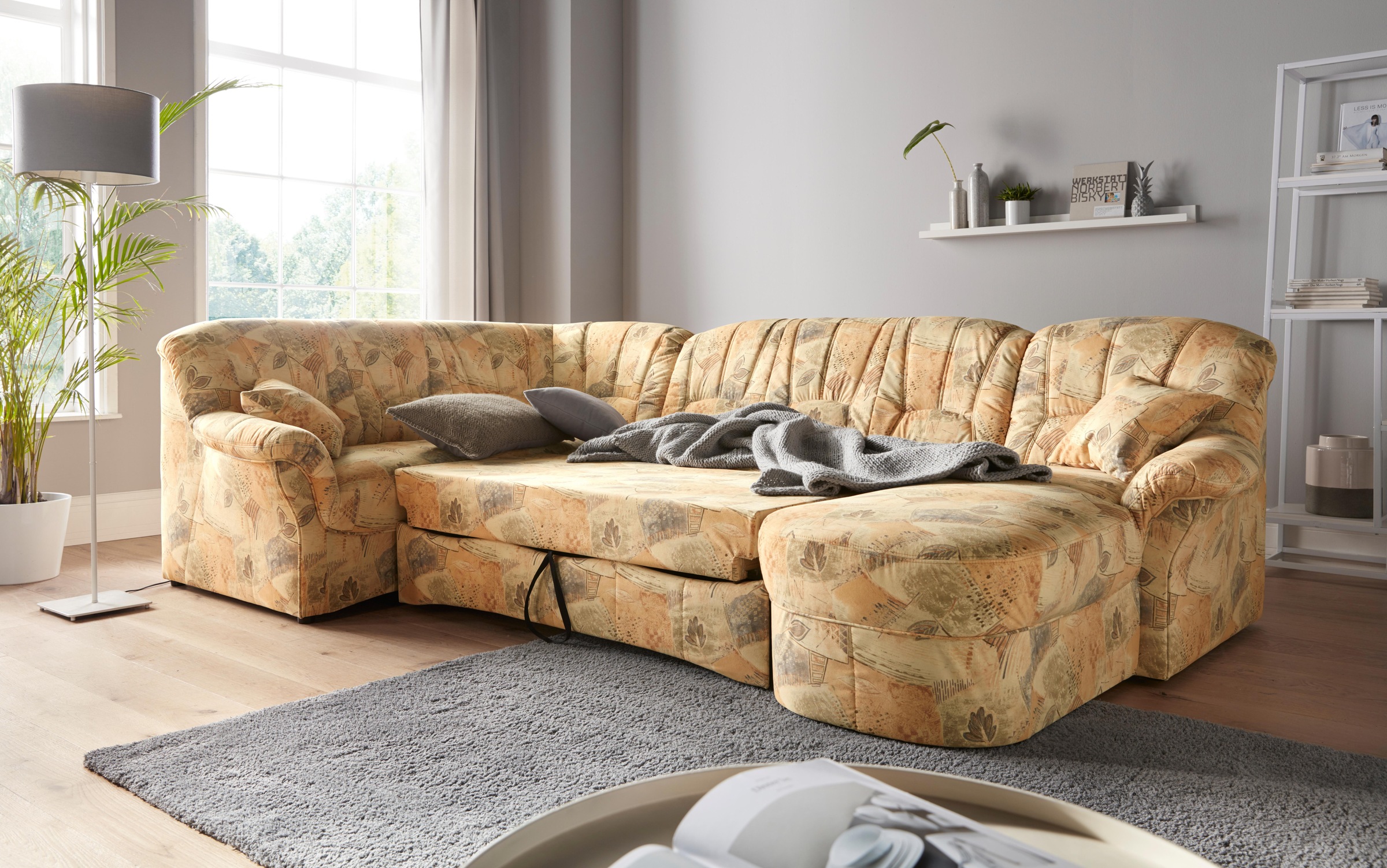 DOMO collection Wohnlandschaft »Bahia mit viel Platz, zeitloses Design, U-Form«, wahlweise mit Bettfunktion