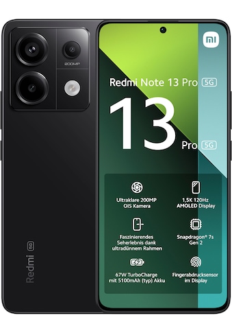 Smartphone »Redmi Note 13 Pro 5G 256Gb«, Midnight Black, 16,94 cm/6,67 Zoll, 256 GB...