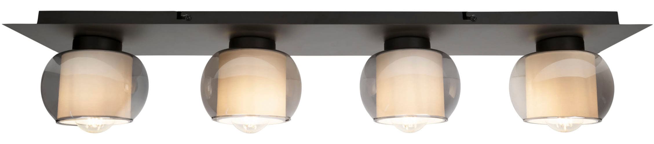 OTTO home Deckenleuchte »Tanissa mit Doppelschirm« E27 1 Stk. kugelförmig, Rauchglas, innen Stoffschirm, E27, Glasschirm, Textil