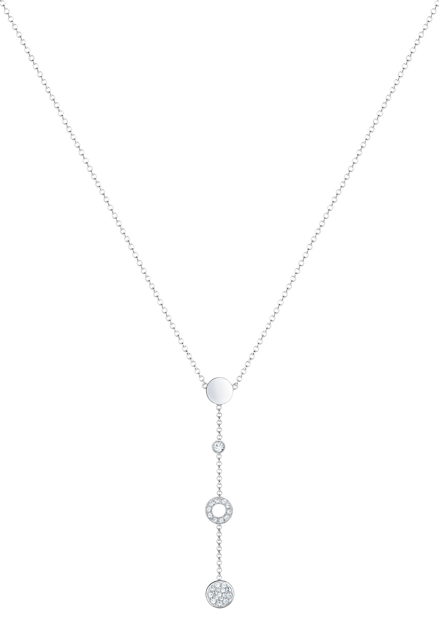 Elli Silberkette »Halskette Kreis Glas Kristalle Weiß 925 Sterling Silber«