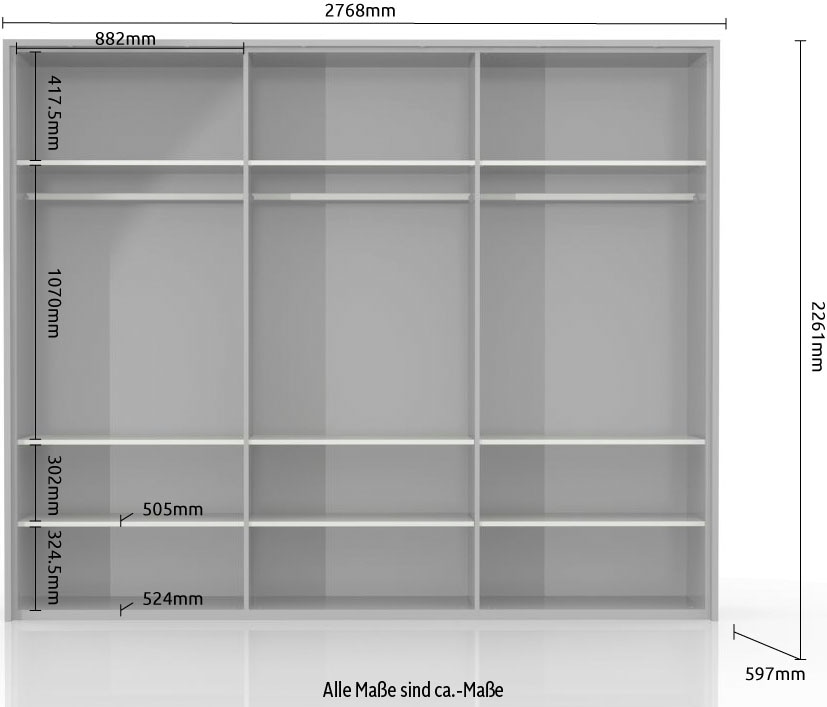Places of Style Kleiderschrank »Piano, inklusive Rahmen und Beleuchtung, soft-close-Funktion«, (viele Breiten zur Auswahl, 226cm hoch), beige oder weiß, UV lackiert, Hochglanzfronten, FSC-zertifiziert