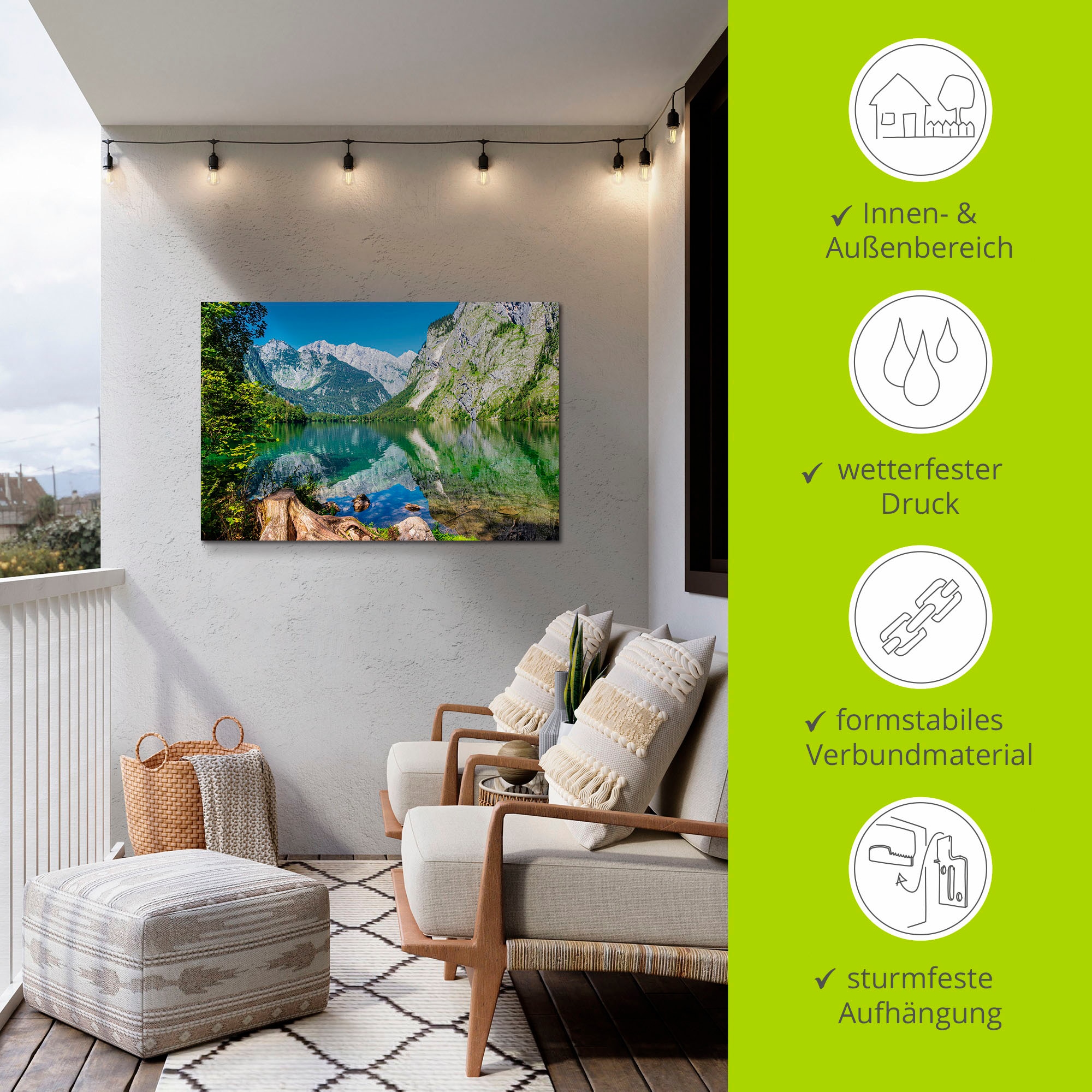 Artland Wandbild »Obersee Berchtesgadener Land in Bayern«, Berge & Alpenbilder, (1 St.), als Alubild, Outdoorbild, Wandaufkleber in verschied. Größen