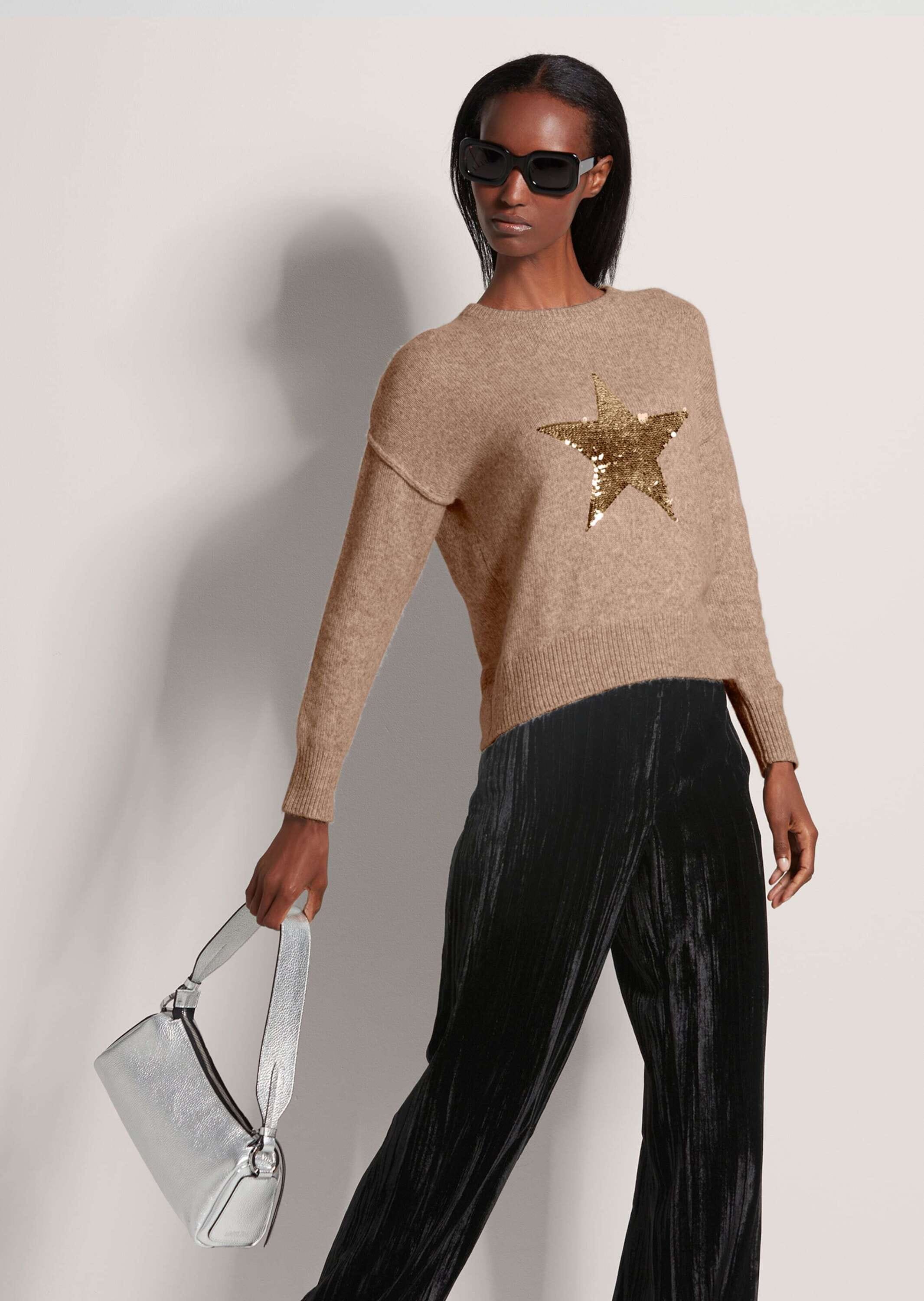 MADELEINE Longpullover »Pullover Rundhals-Pullover mit Stern«